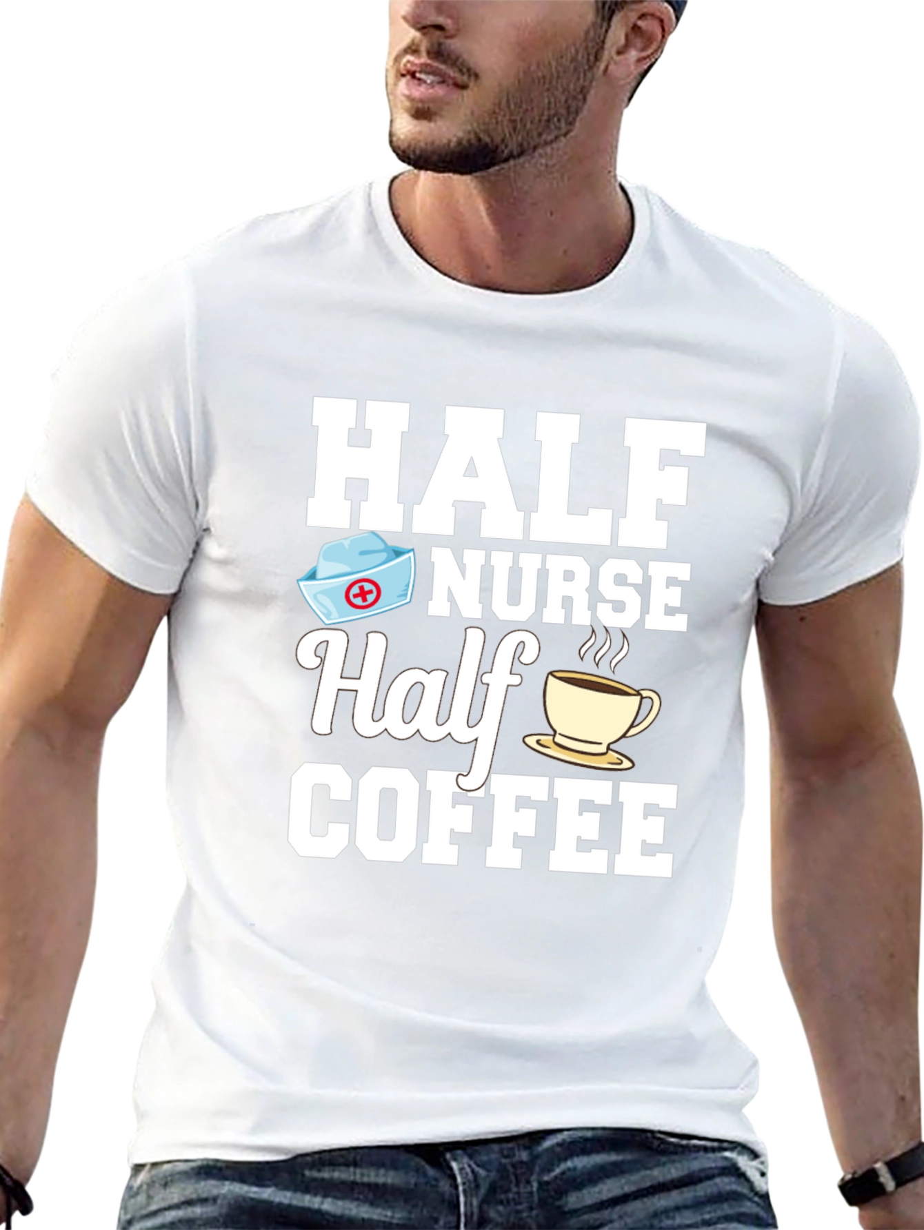 Half Nurse Half Coffee Graphic T-Shirt
