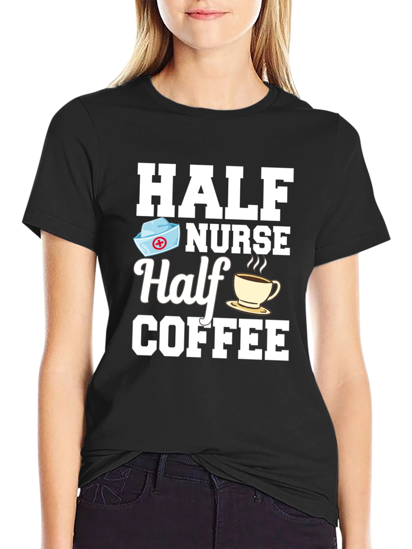Half Nurse Half Coffee Graphic T-Shirt