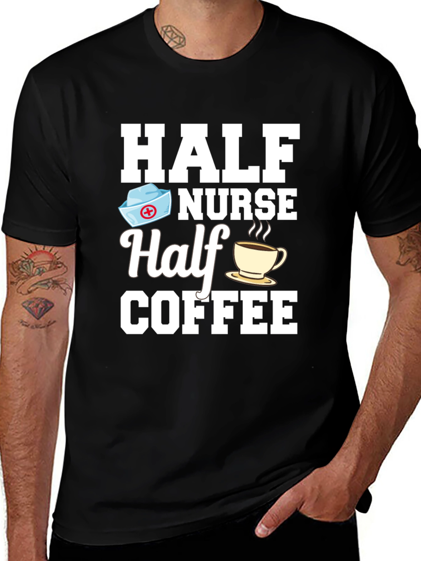 Half Nurse Half Coffee Graphic T-Shirt