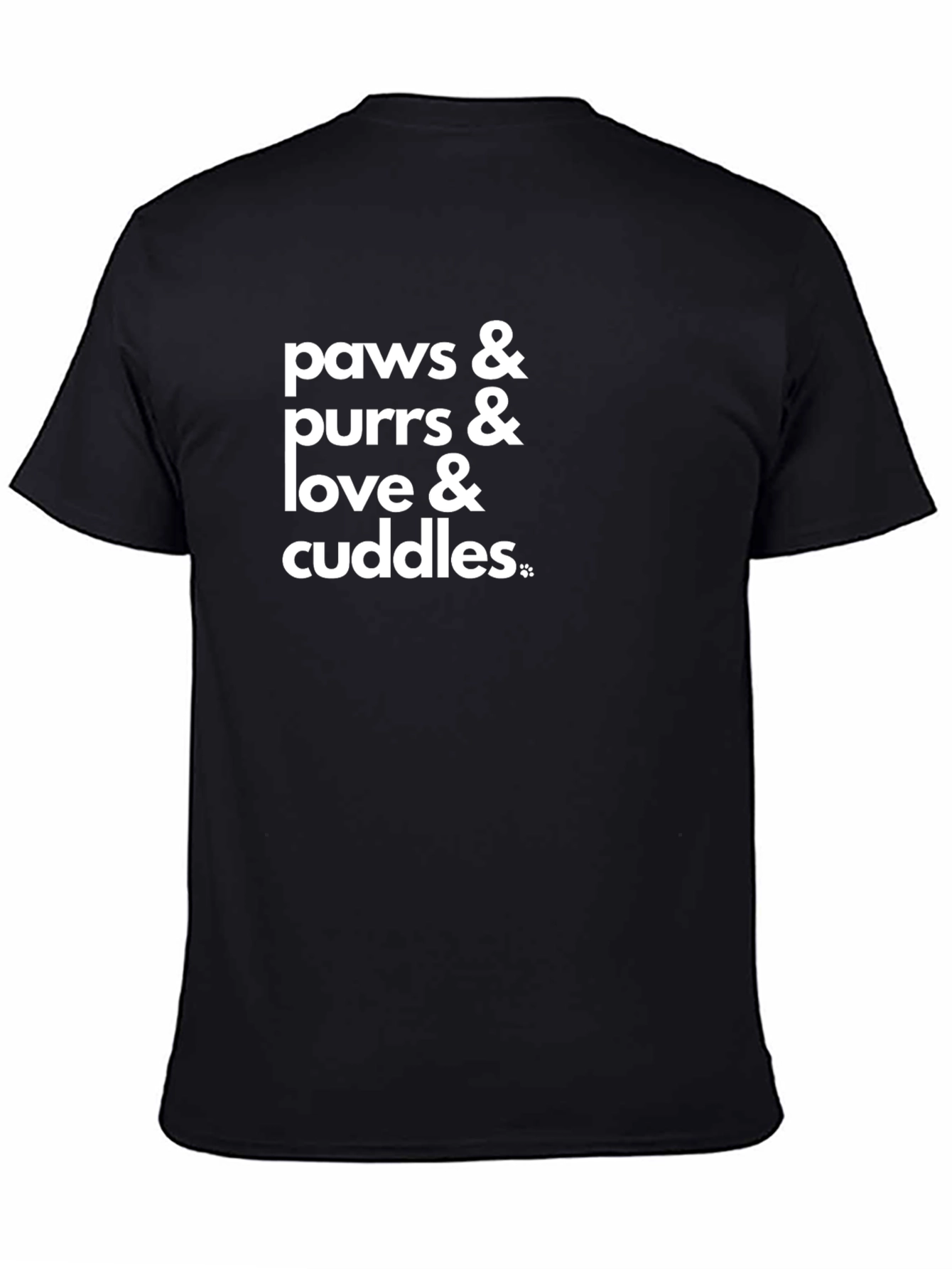Paws Purrs Love Cuddles Black T-Shirt