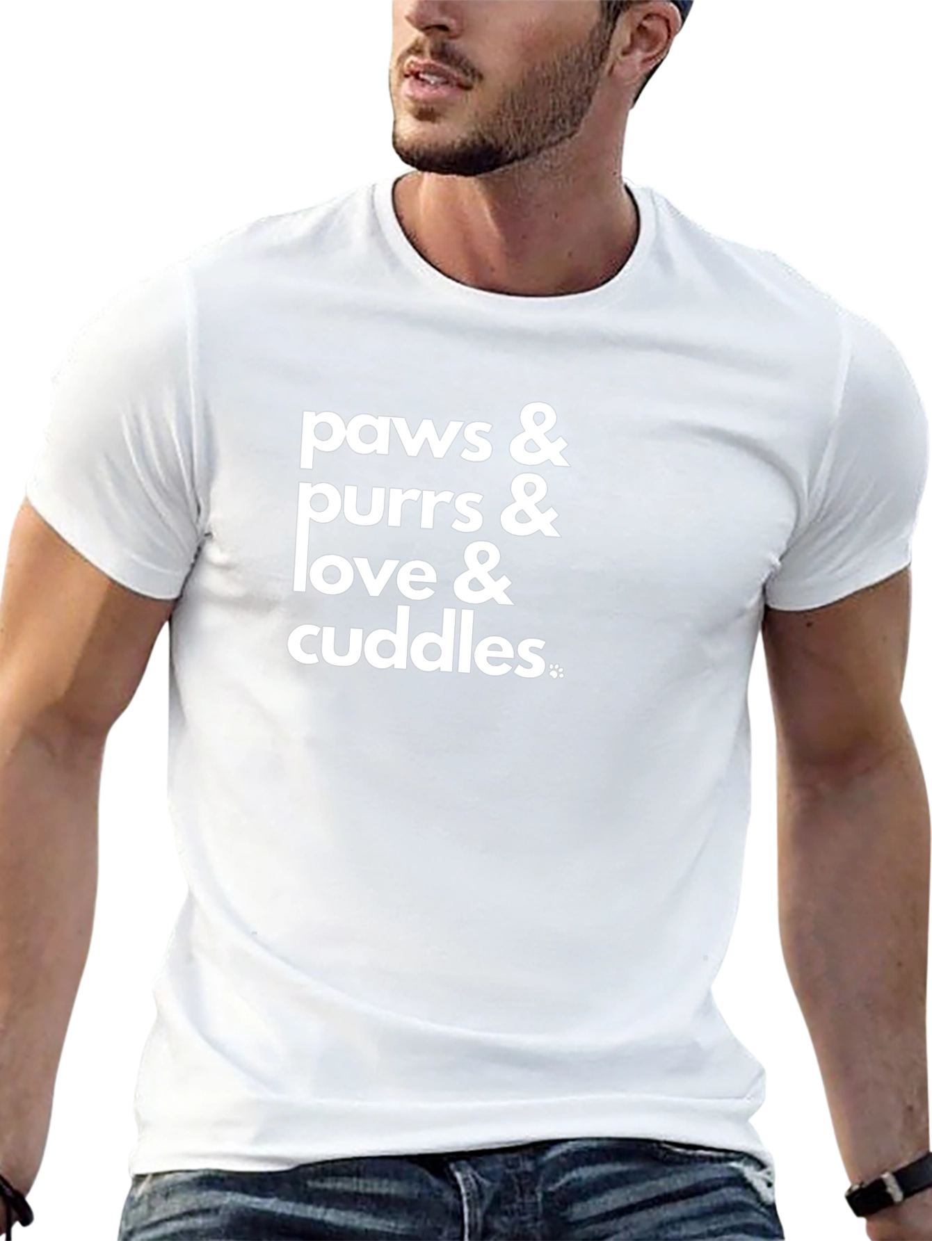 Paws Purrs Love Cuddles Black T-Shirt