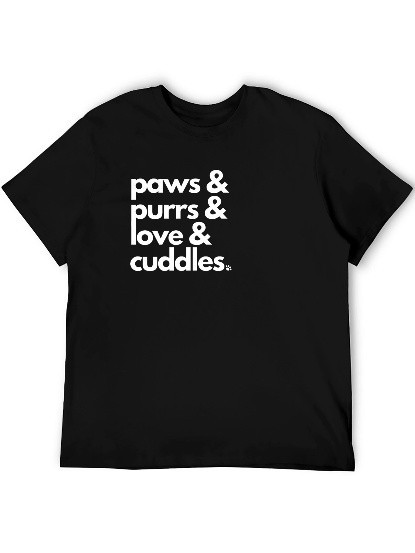 Paws Purrs Love Cuddles Black T-Shirt