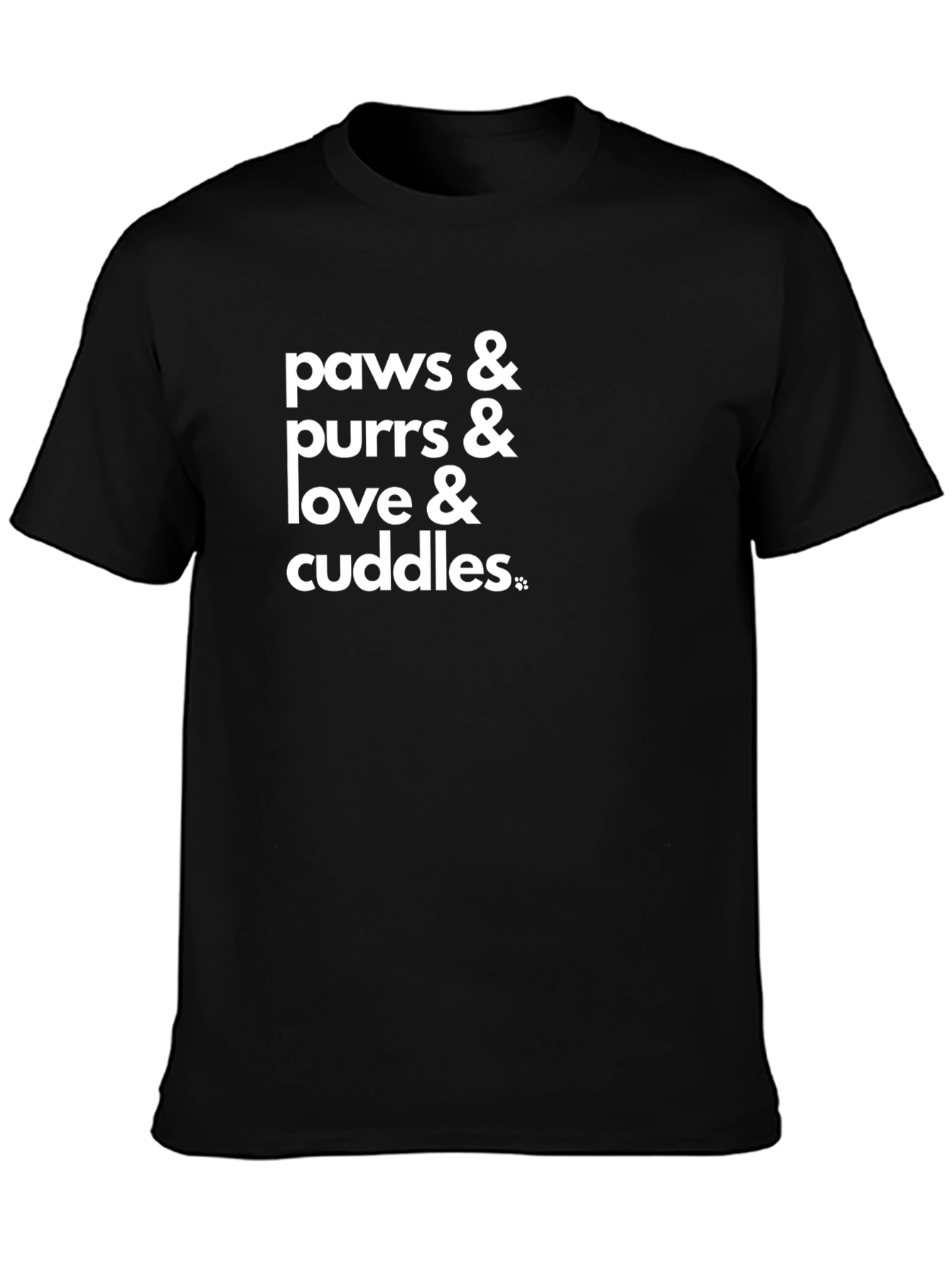 Paws Purrs Love Cuddles Black T-Shirt