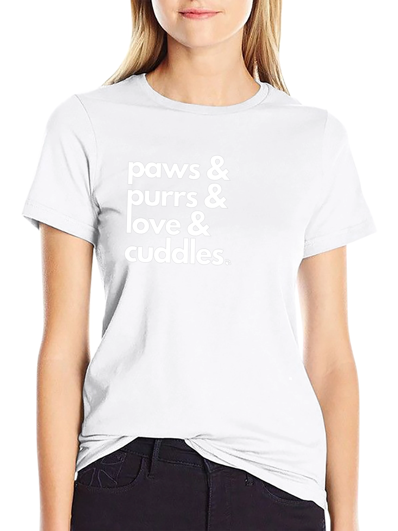 Paws Purrs Love Cuddles Black T-Shirt
