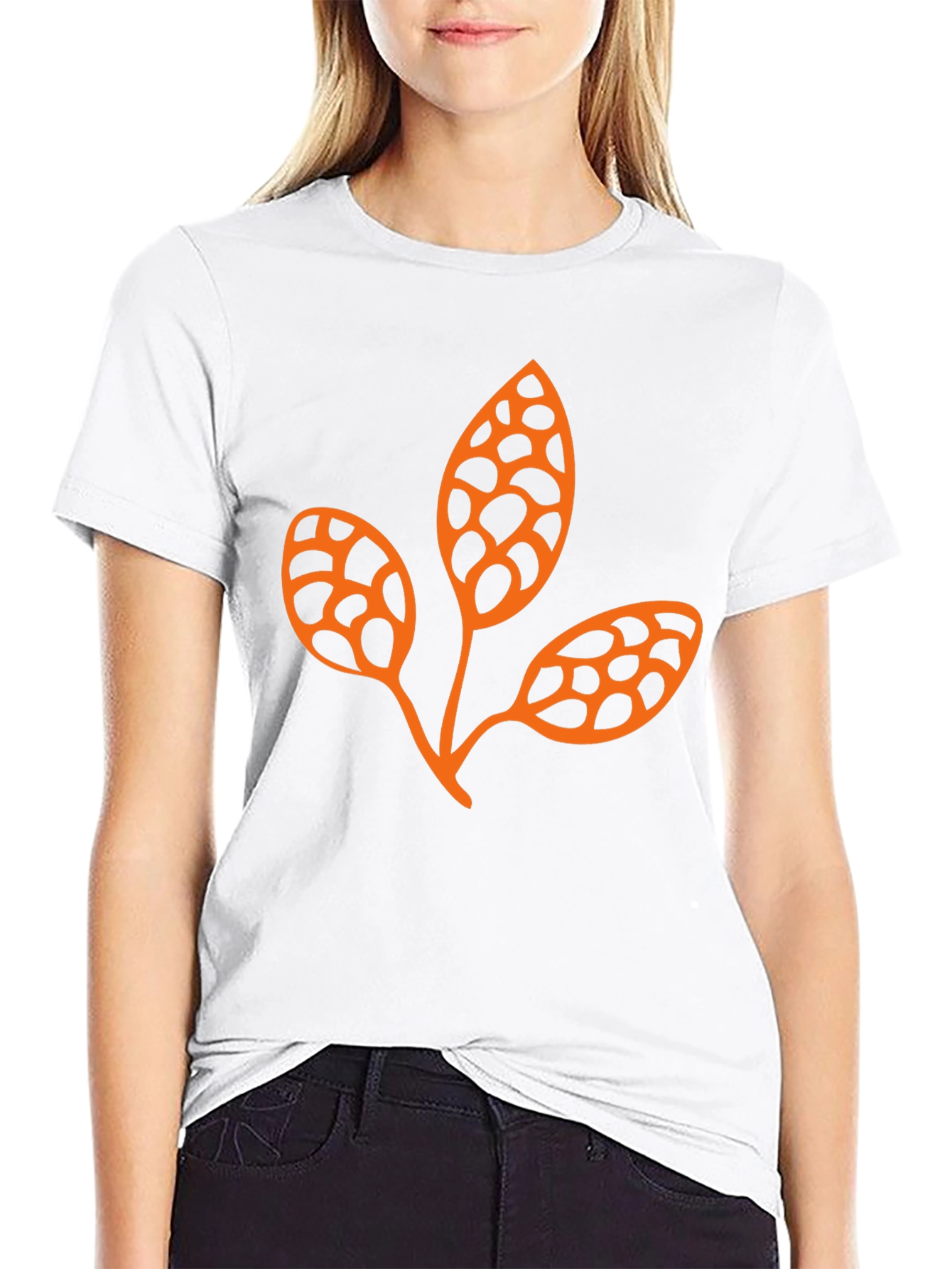 Trendy Black Tee with Unique Leaf Design