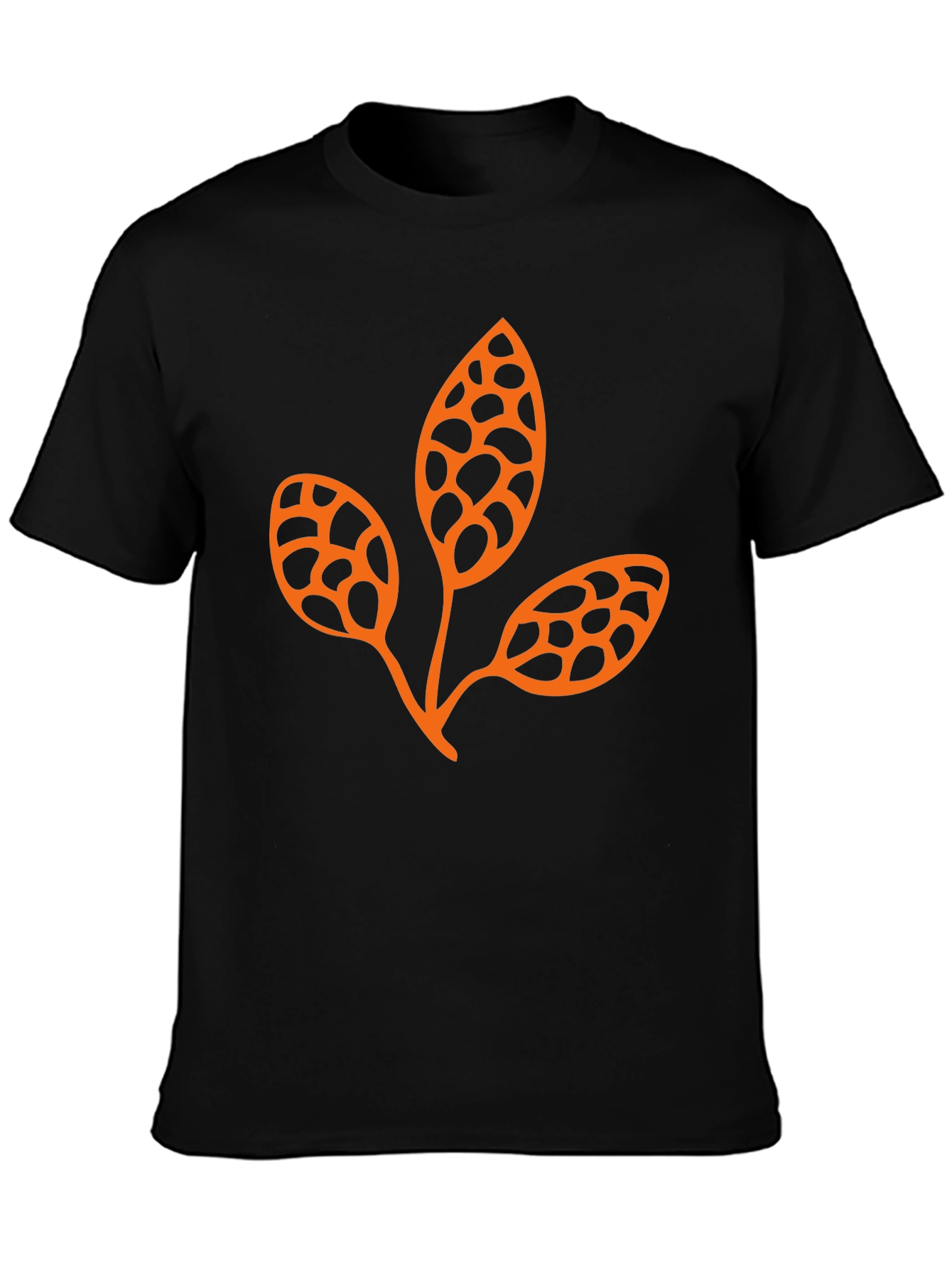 Trendy Black Tee with Unique Leaf Design
