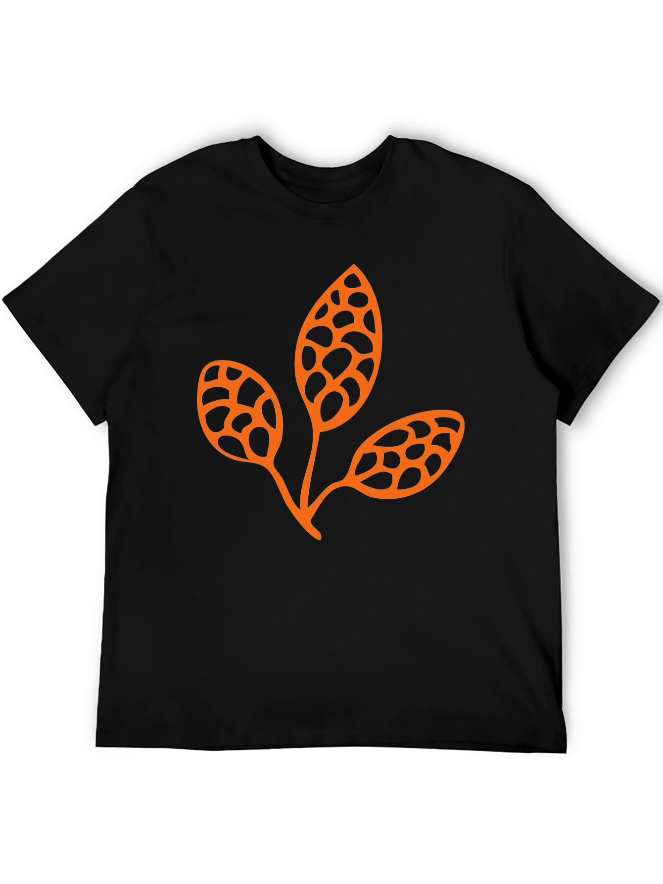 Trendy Black Tee with Unique Leaf Design