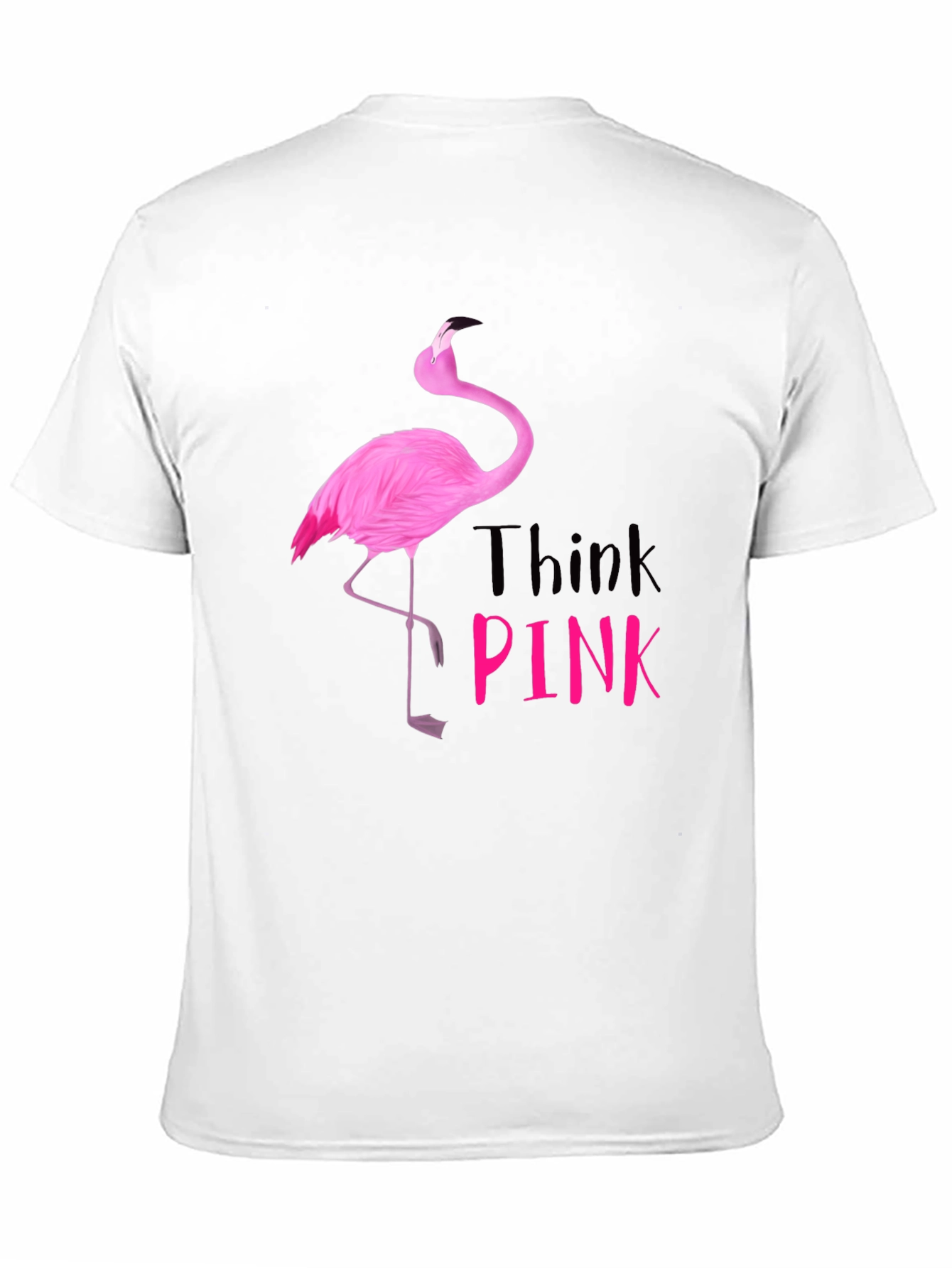 Think Pink Flamingo Graphic Tee - Black Cotton Shirt