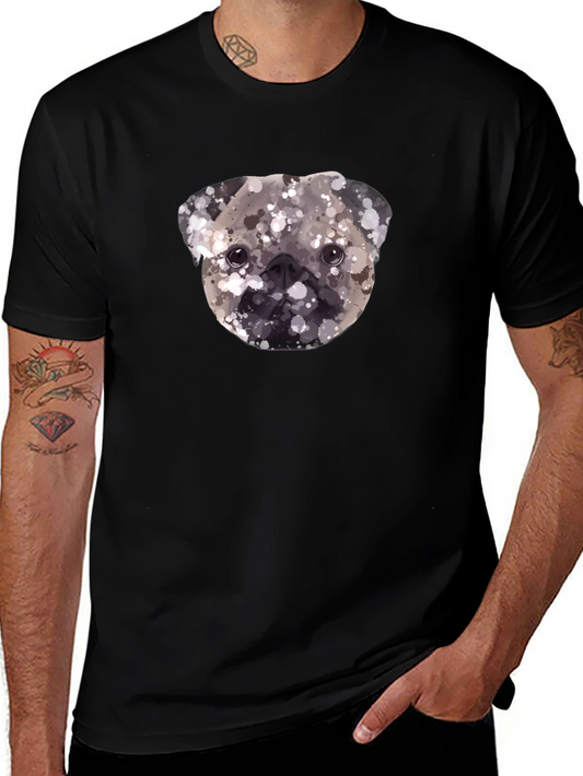 Pug Head Graphic Print Tee