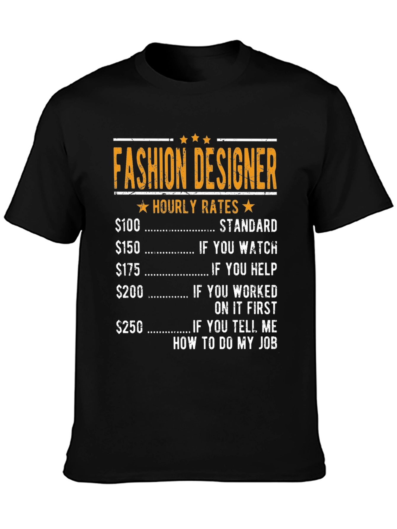 Fashion Designer Hourly Rate Humor T-Shirt