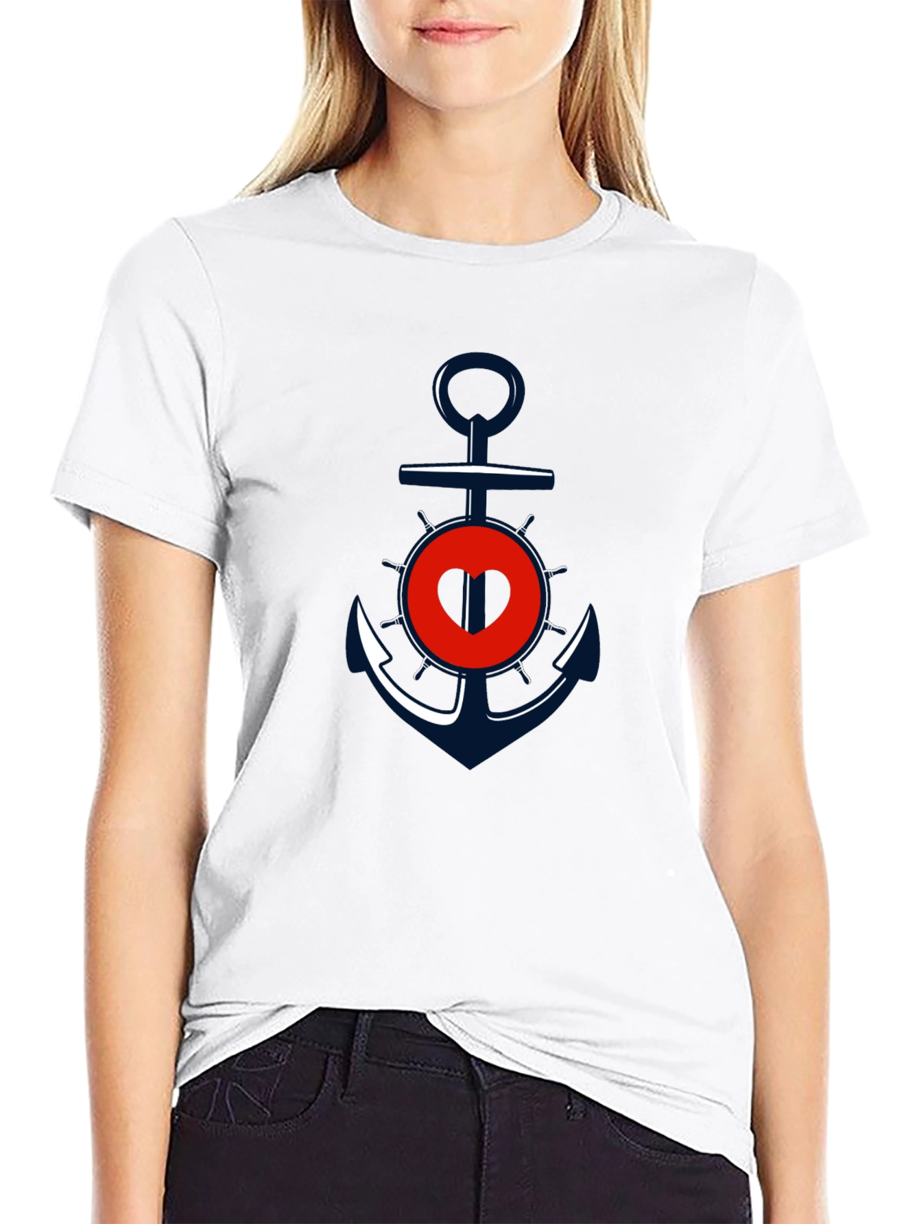 Anchor Heart Graphic Tee - Black