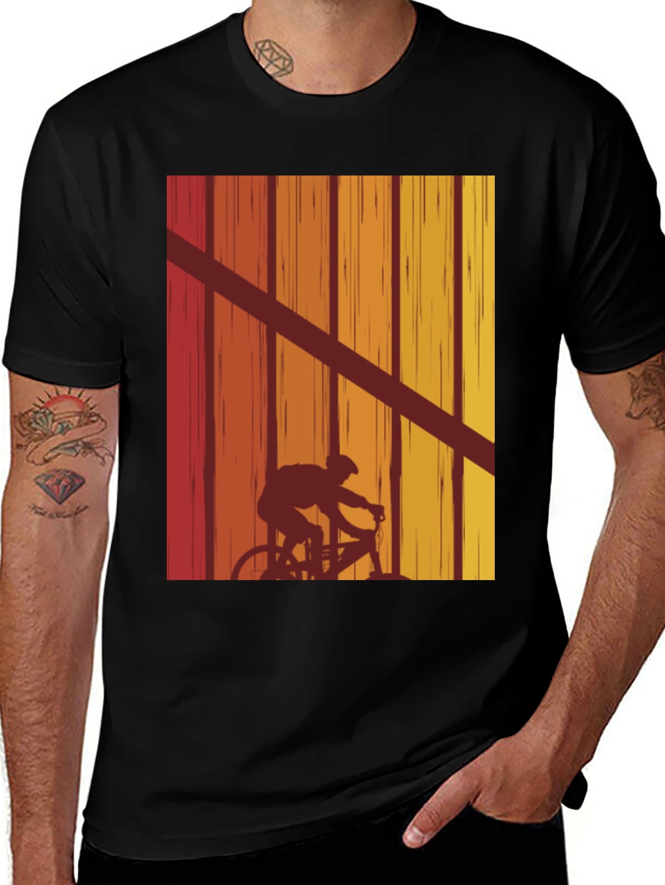 Retro Cycling T-Shirt - Sunset Ride Design