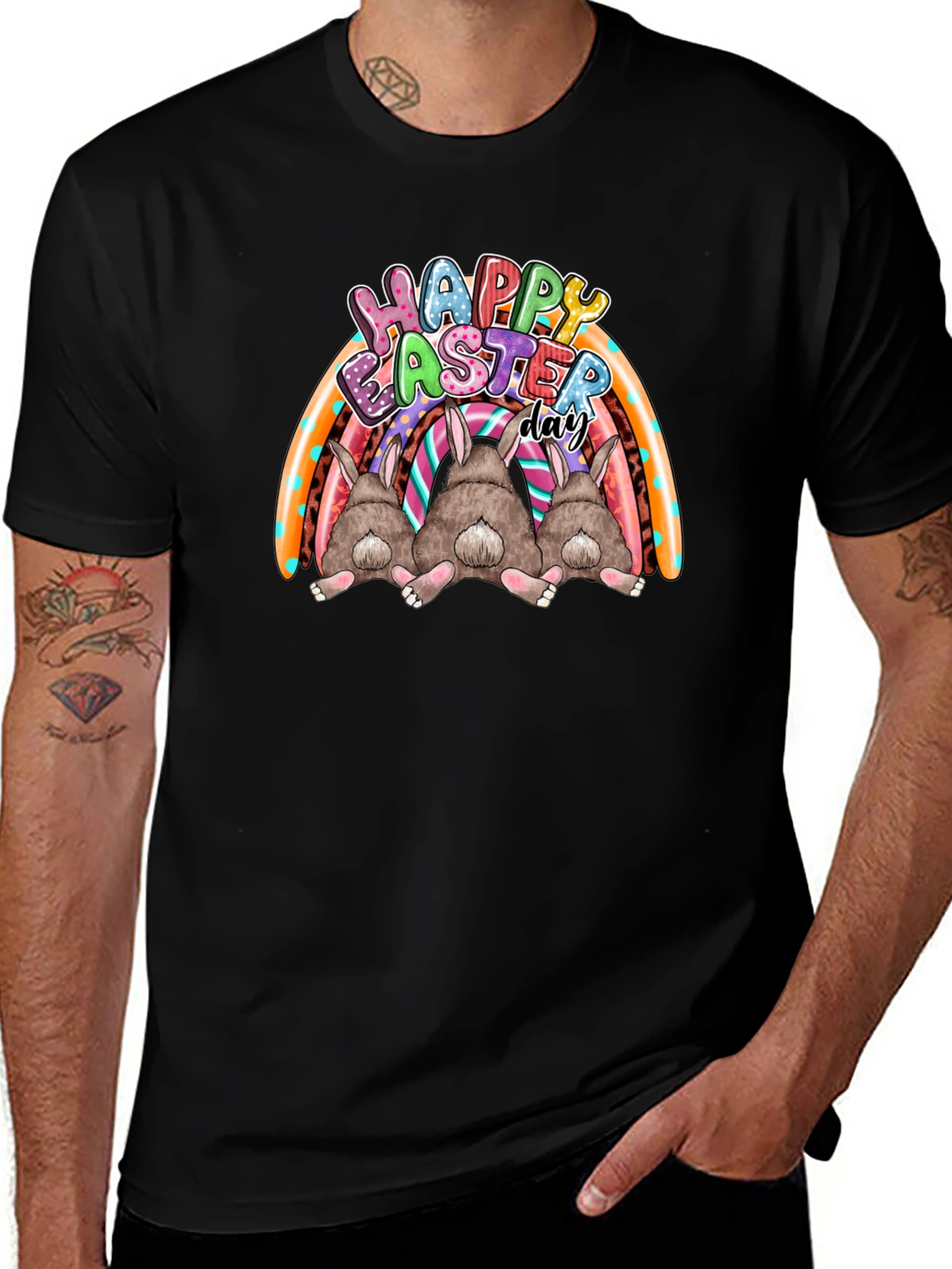 Happy Easter Day Bunny Rainbow T-Shirt