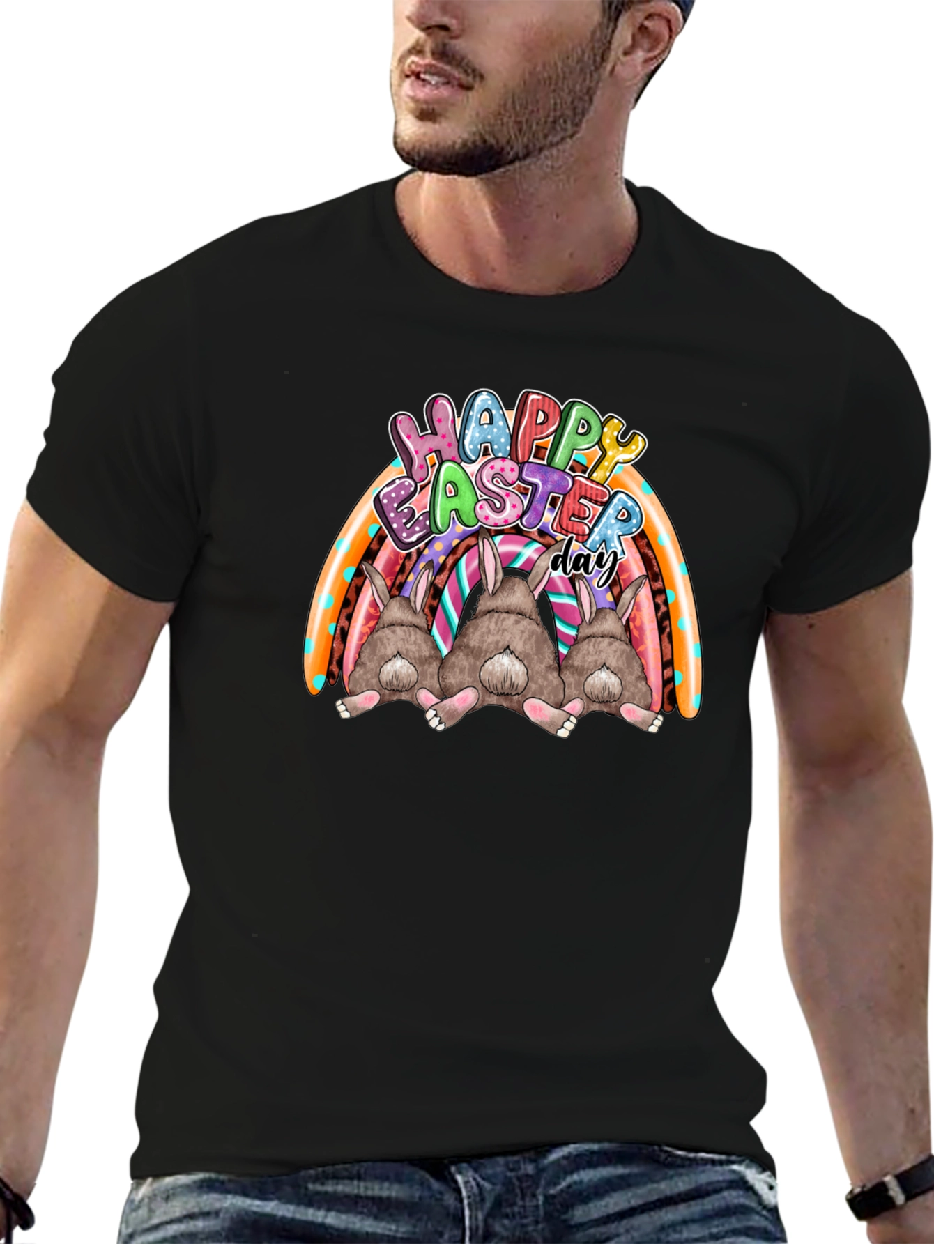 Happy Easter Day Bunny Rainbow T-Shirt