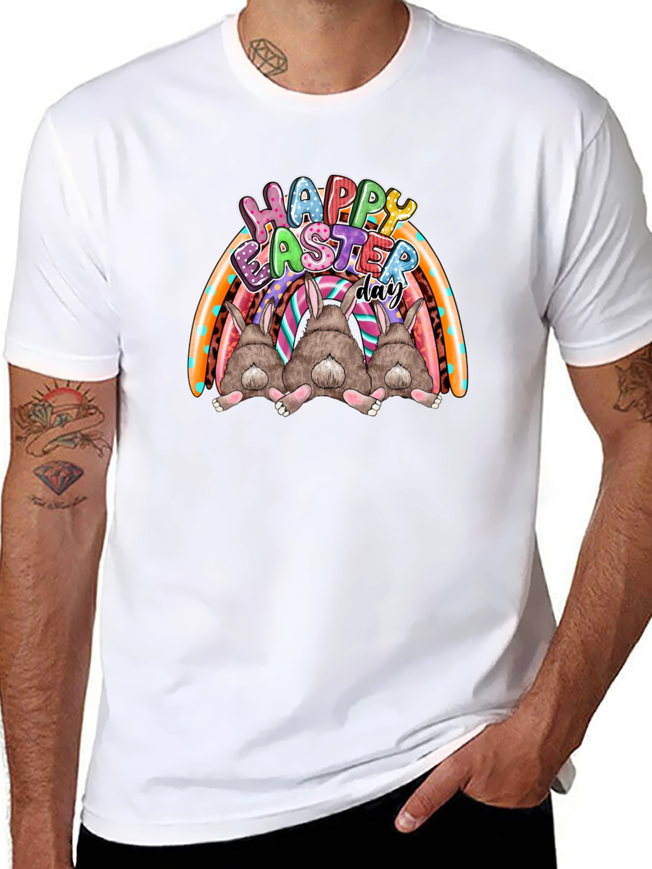 Happy Easter Day Bunny Rainbow T-Shirt