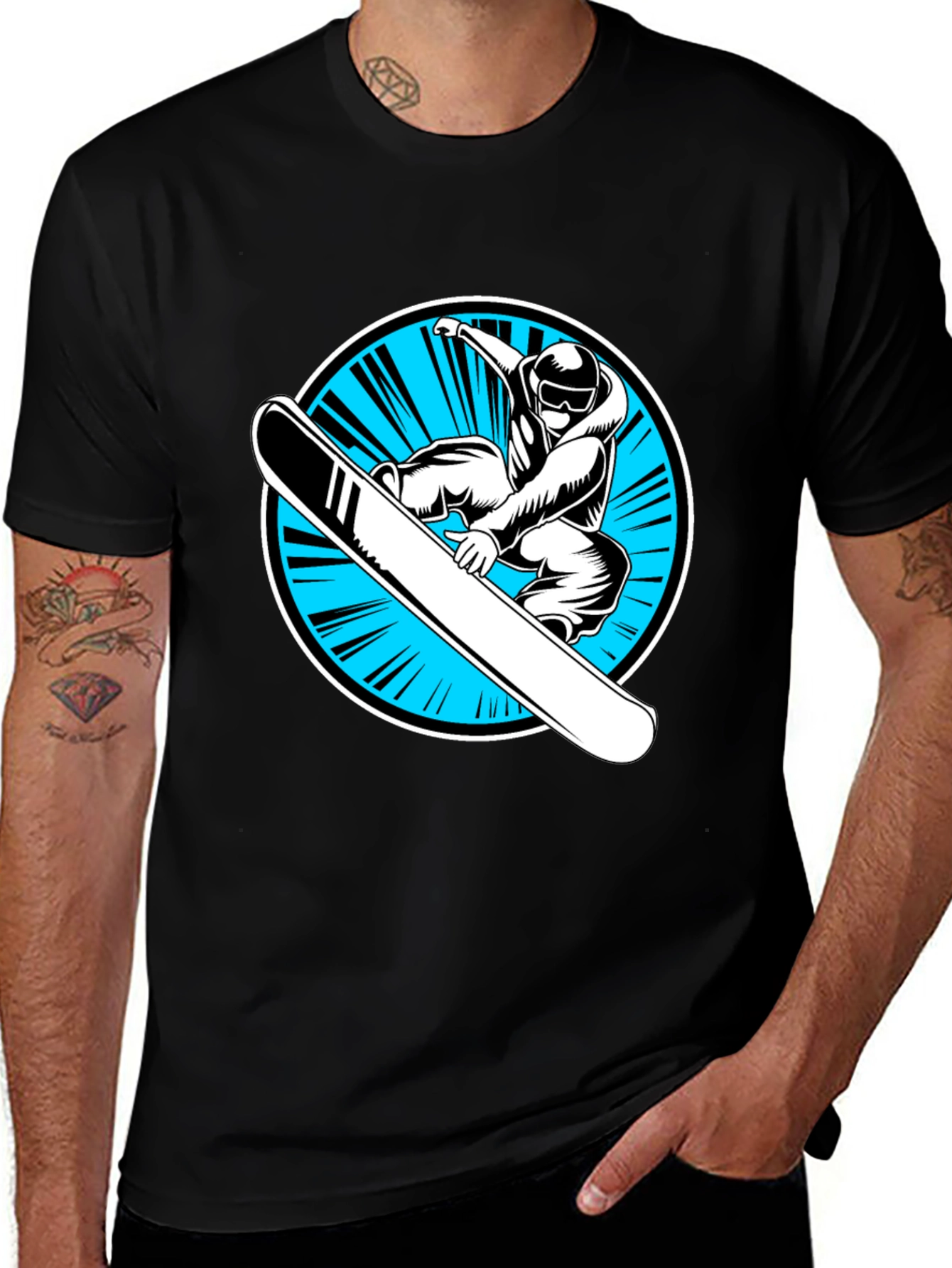Snowboarder Graphic Black T-Shirt