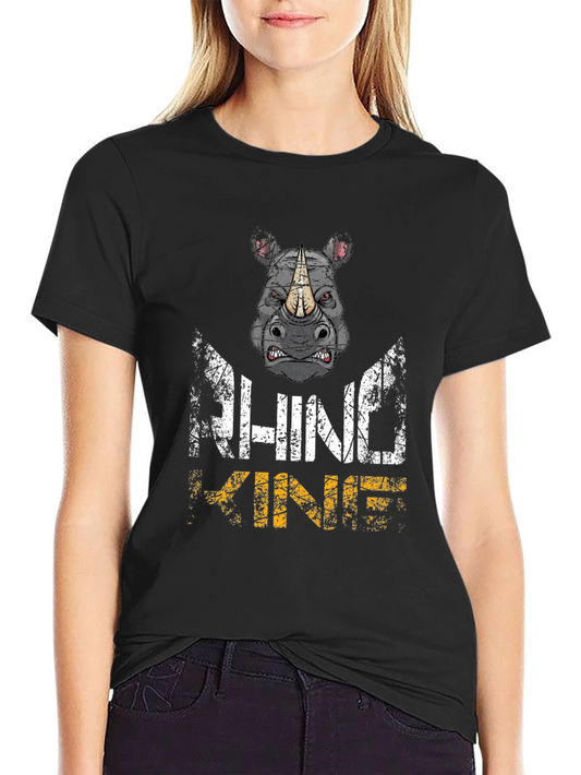 Rhino King Graphic Print T-Shirt - Animal Lovers Tee