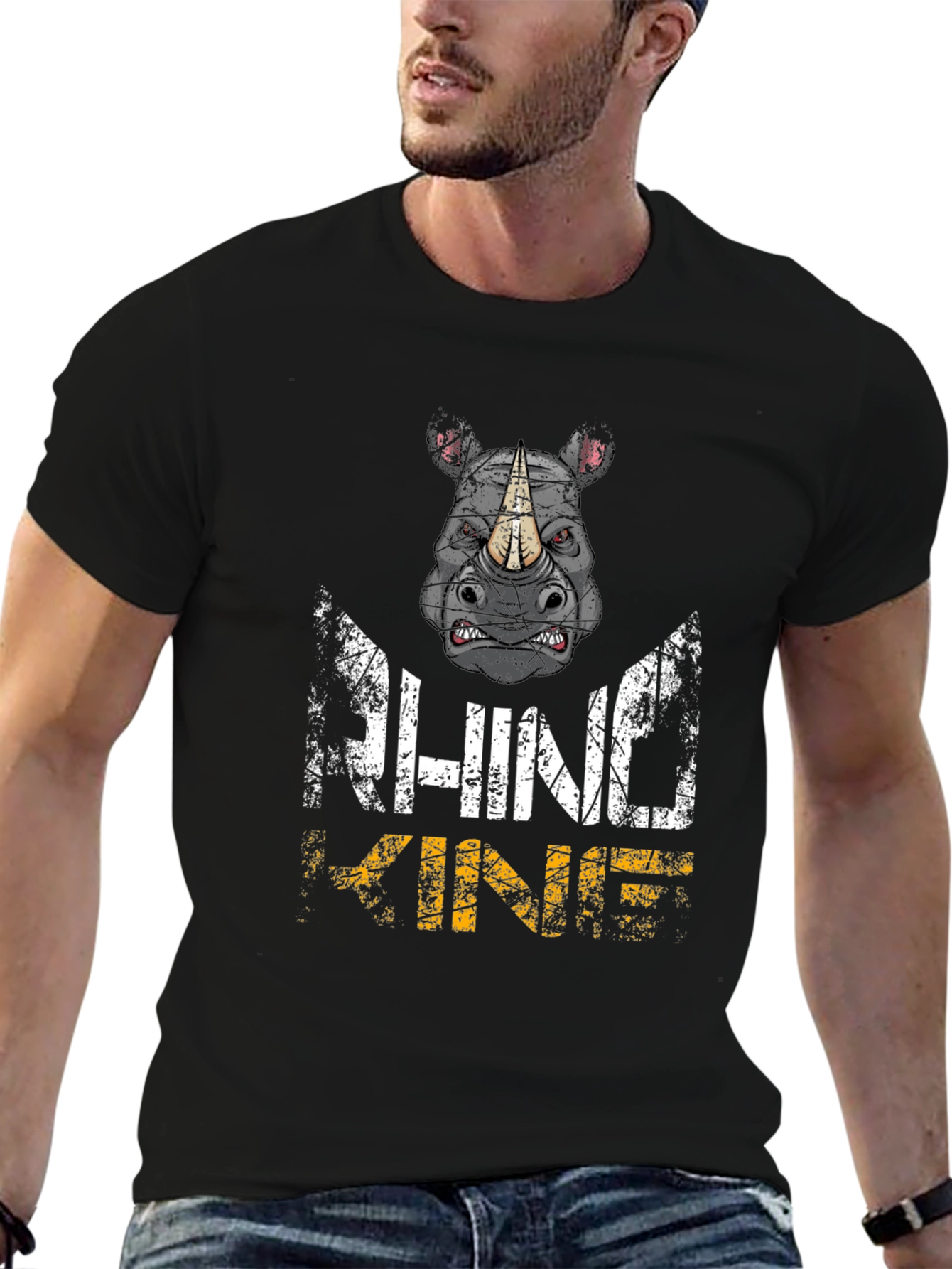 Rhino King Graphic Print T-Shirt - Animal Lovers Tee