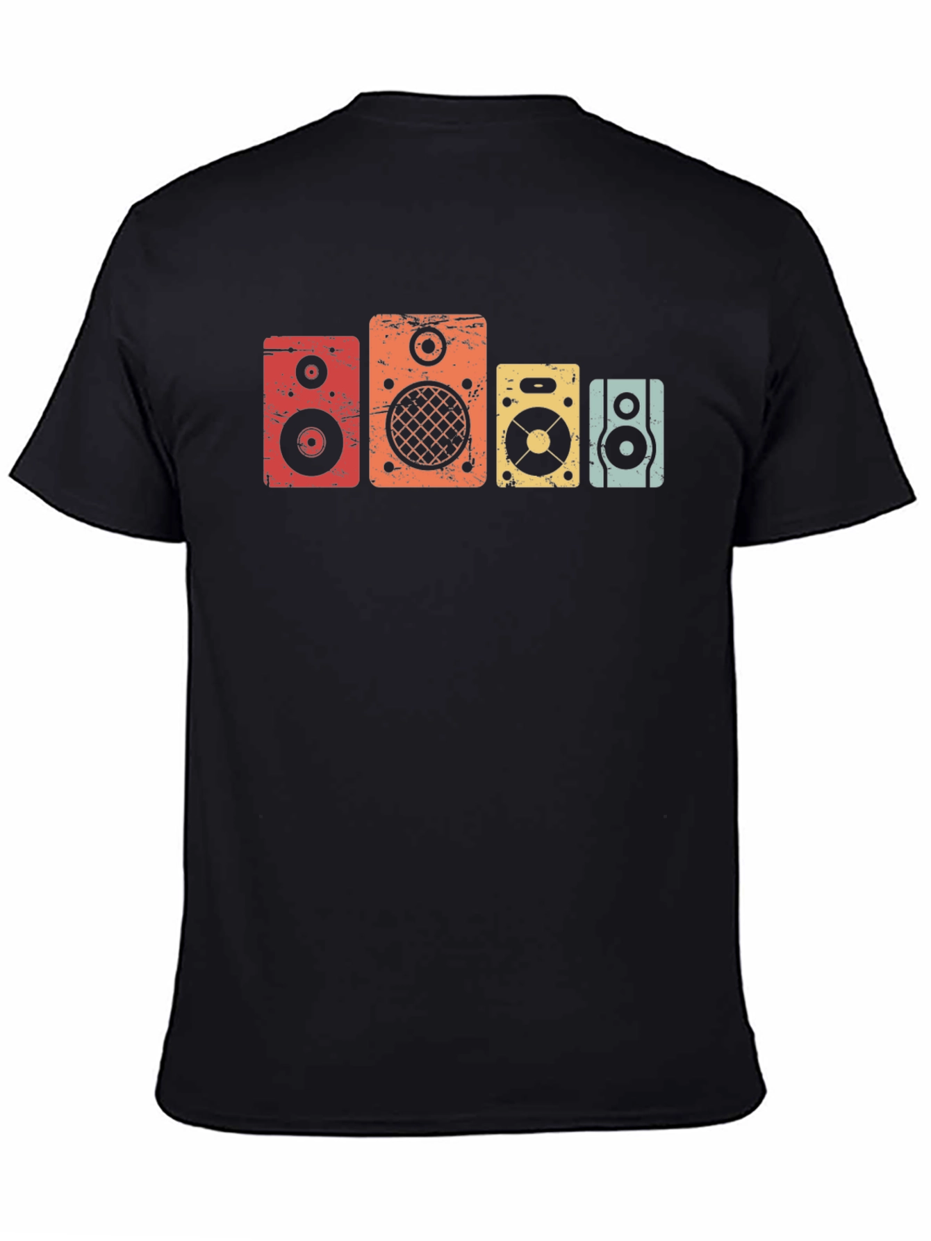 Retro Speaker Graphic Tee - Black Cotton T-Shirt