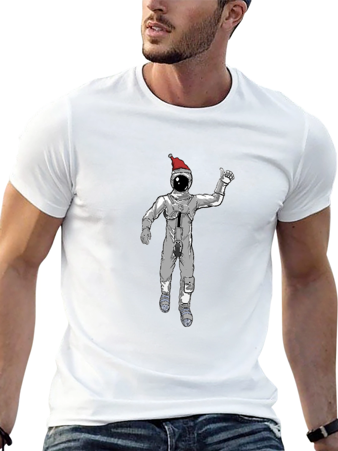 Christmas Spaceman Graphic Tee - Black