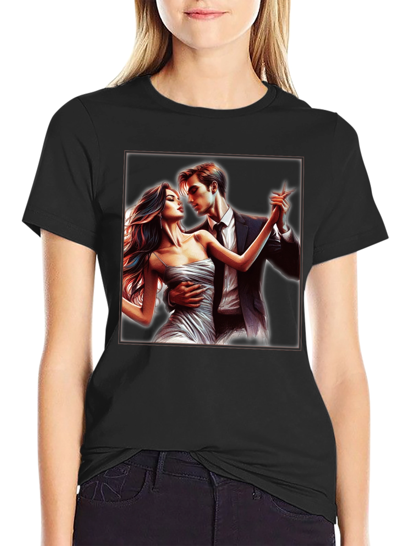 Tango Dance Graphic Tee - Stylish Black T-Shirt