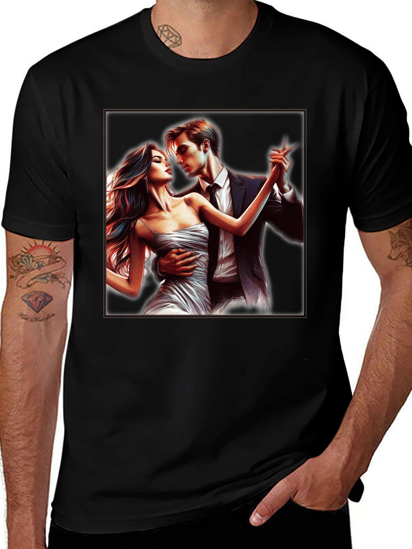 Tango Dance Graphic Tee - Stylish Black T-Shirt
