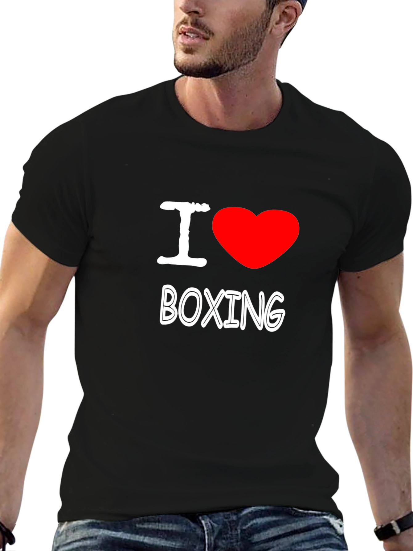 I Love Boxing Graphic T-Shirt - Black Cotton Tee