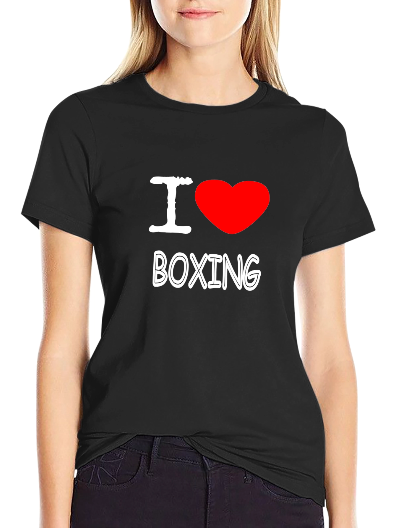 I Love Boxing Graphic T-Shirt - Black Cotton Tee