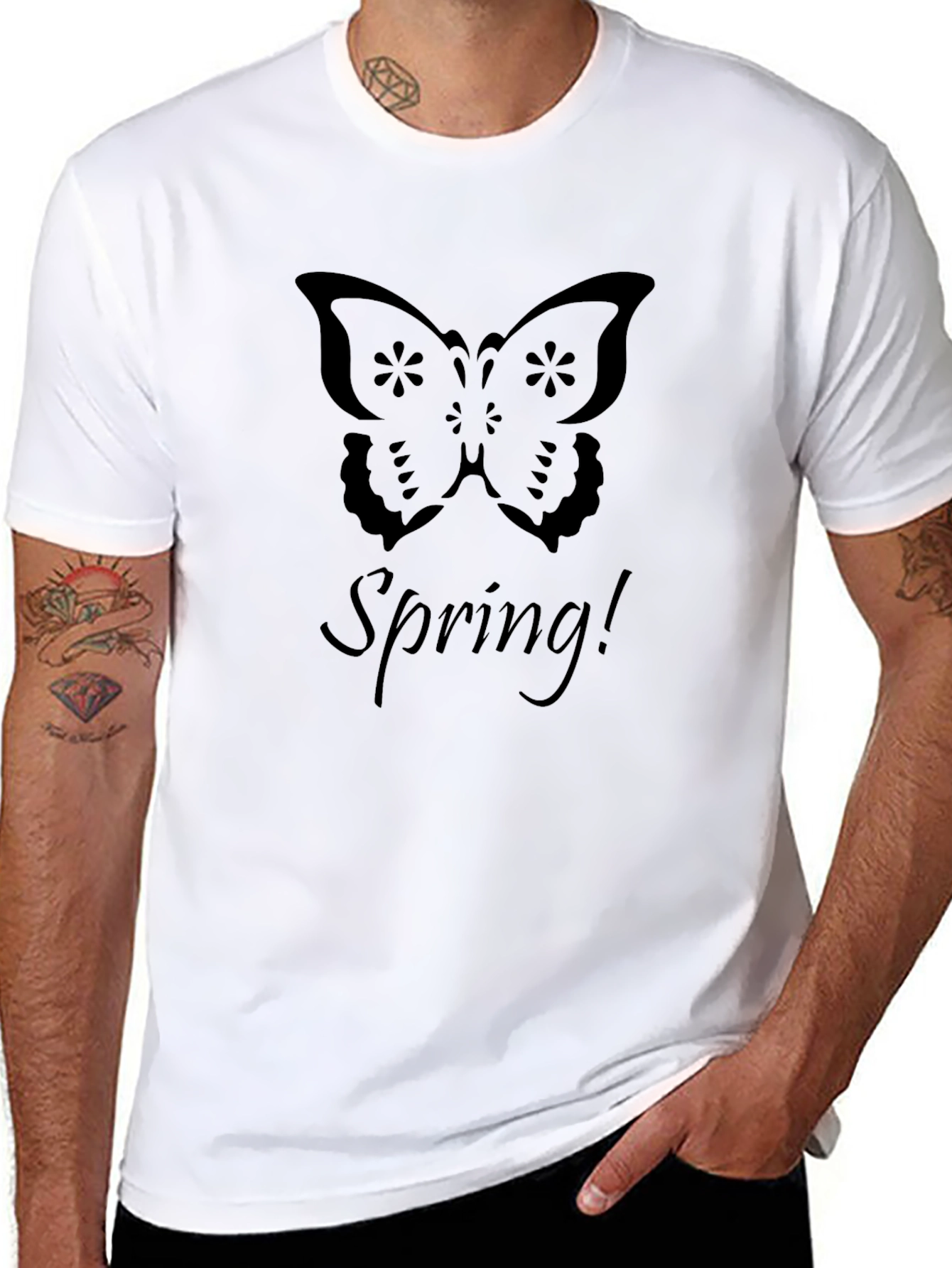 Butterfly Spring T-Shirt - Black Casual Tee