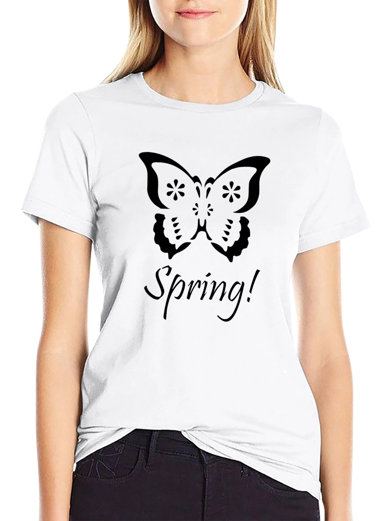 Butterfly Spring T-Shirt - Black Casual Tee