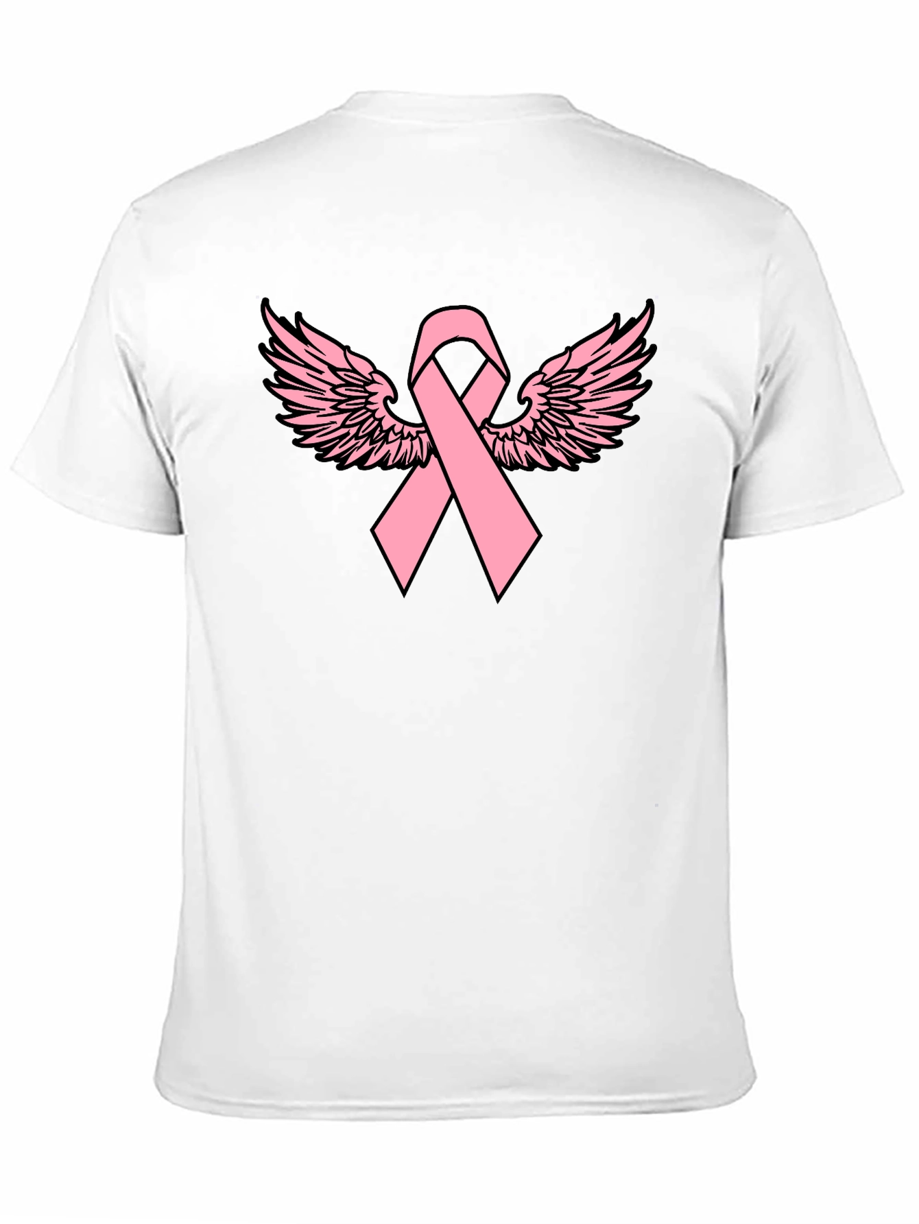 Pink Ribbon Wings Black T-Shirt