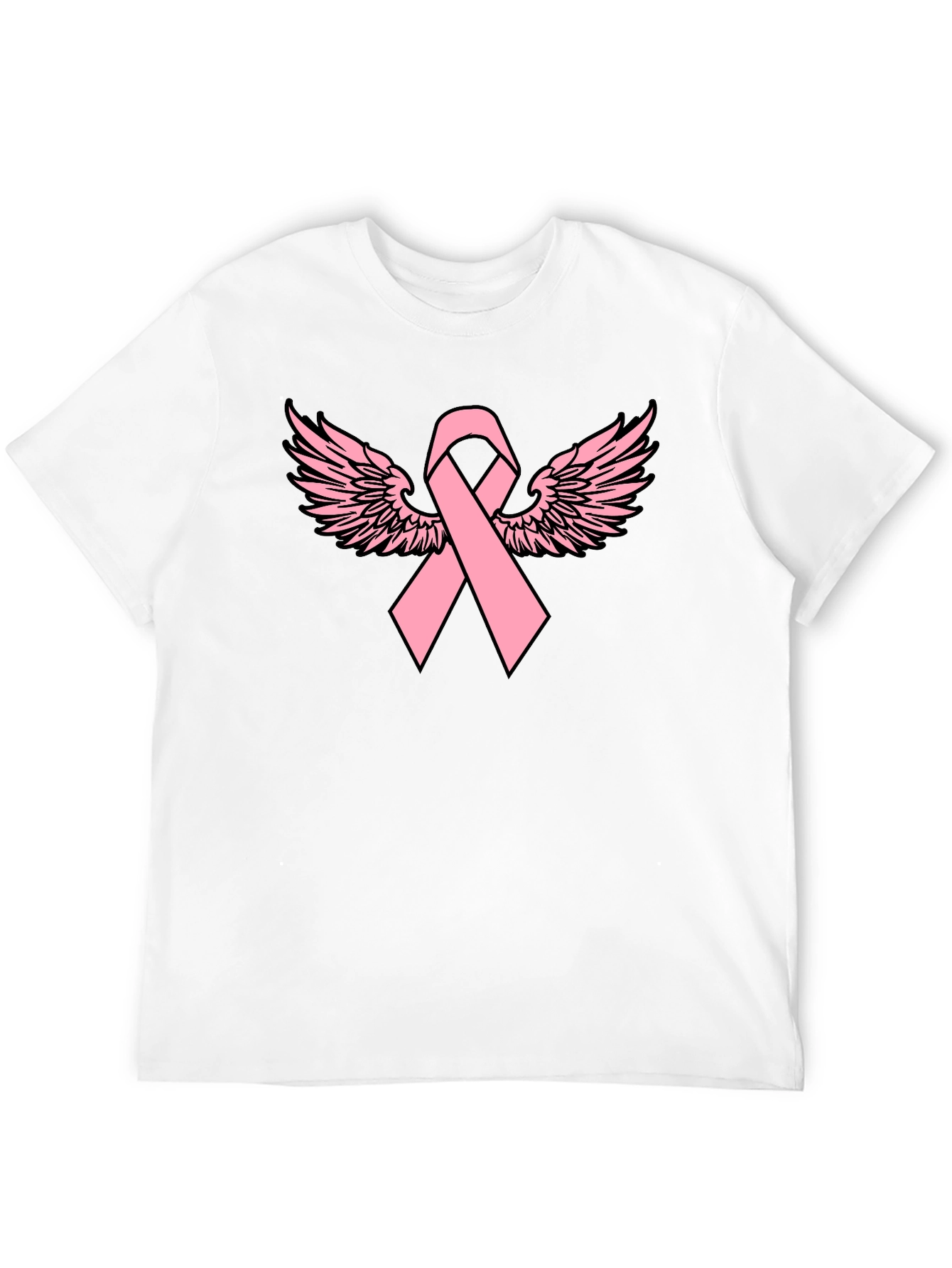 Pink Ribbon Wings Black T-Shirt