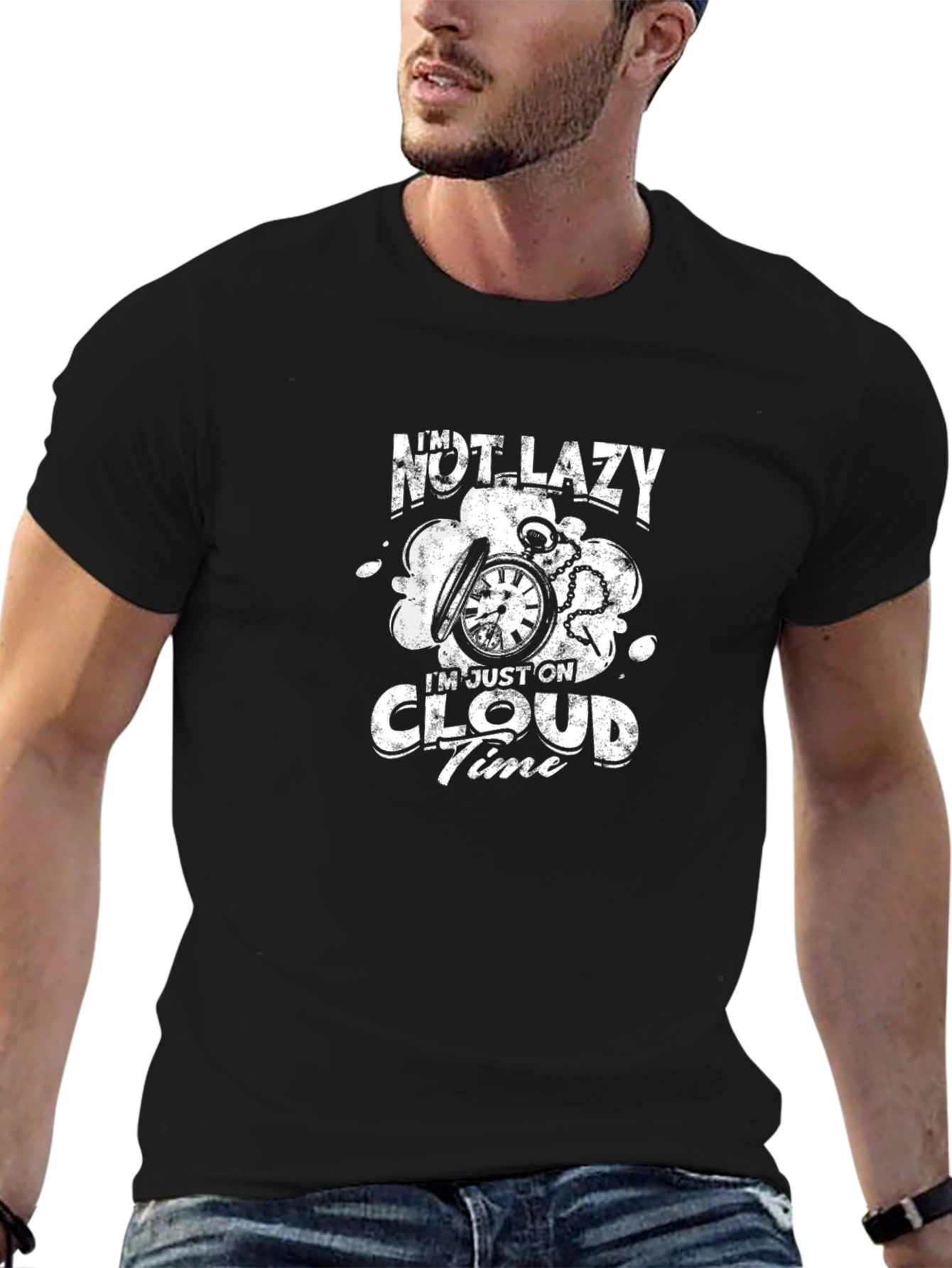 Im Not Lazy Im On Cloud Time Black T-Shirt