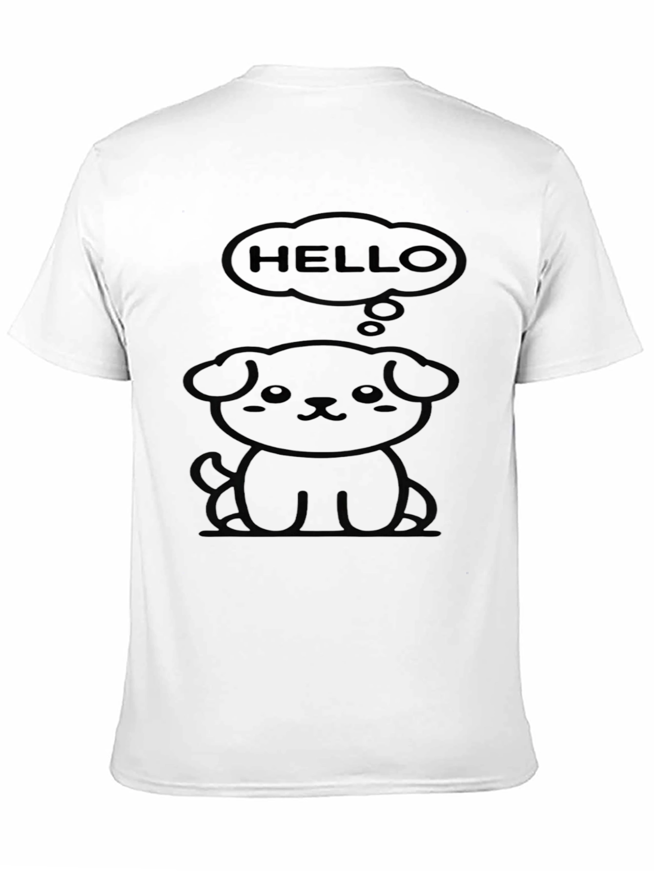Cute Puppy Hello Black T-Shirt