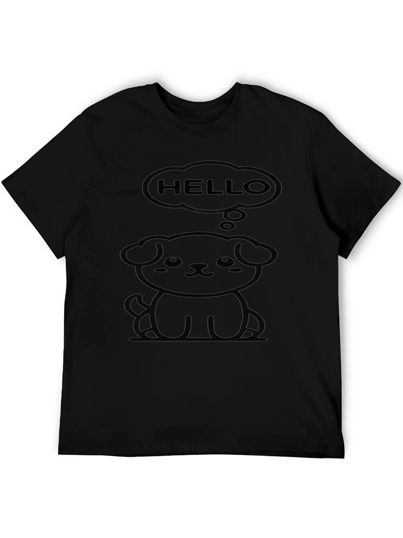 Cute Puppy Hello Black T-Shirt