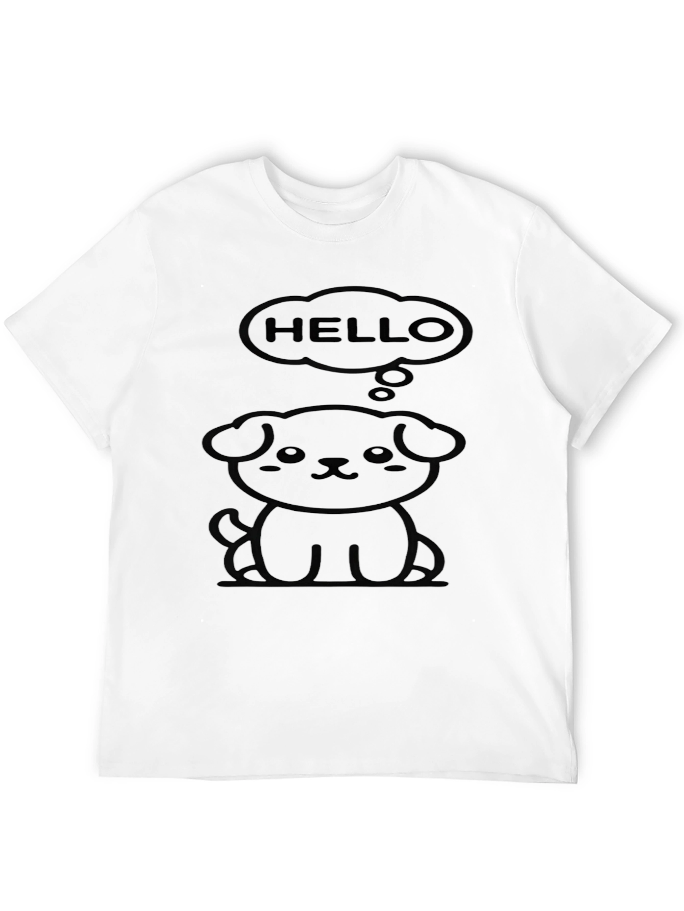 Cute Puppy Hello Black T-Shirt