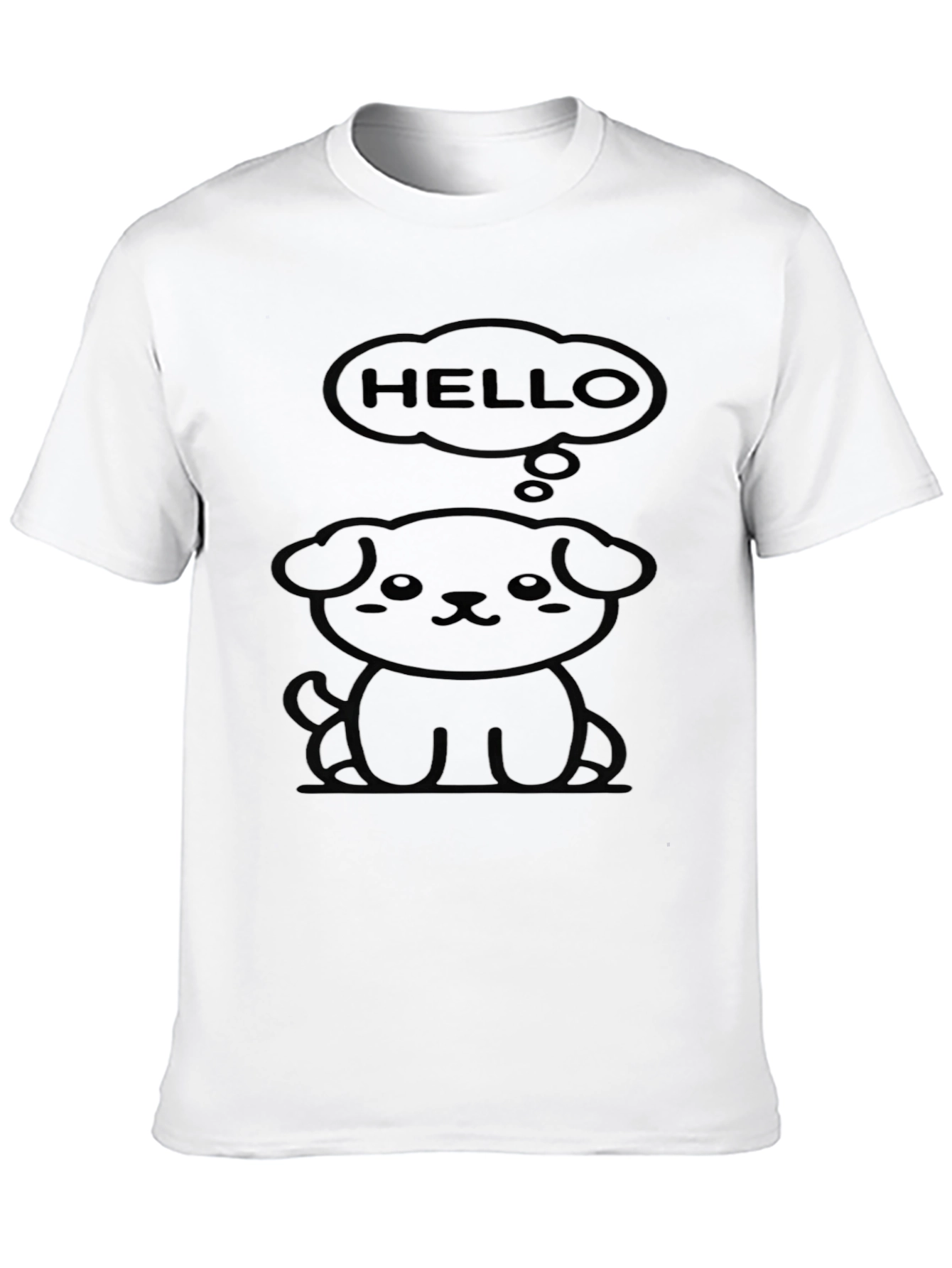 Cute Puppy Hello Black T-Shirt