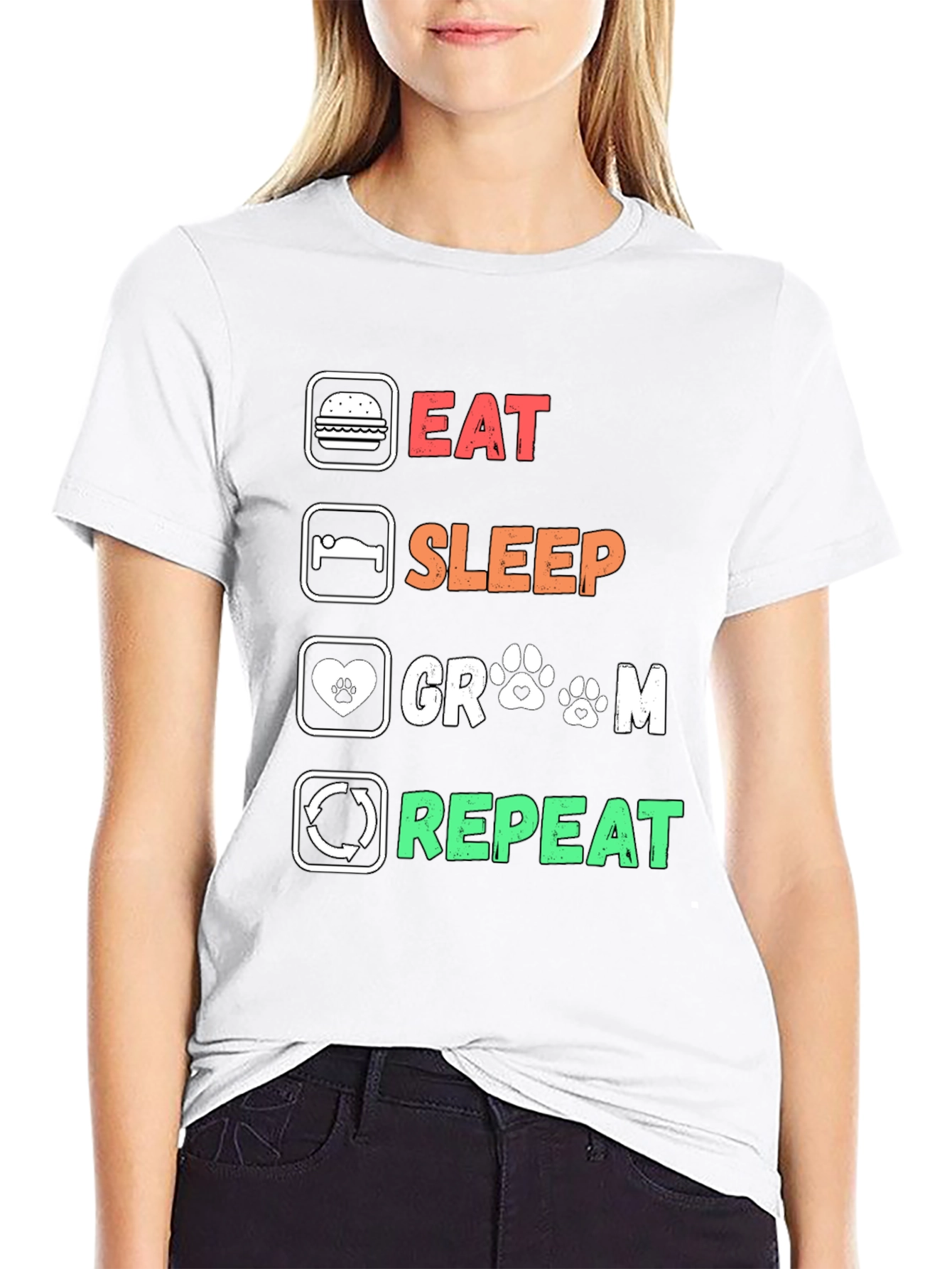 Eat Sleep Groom Repeat Graphic Tee