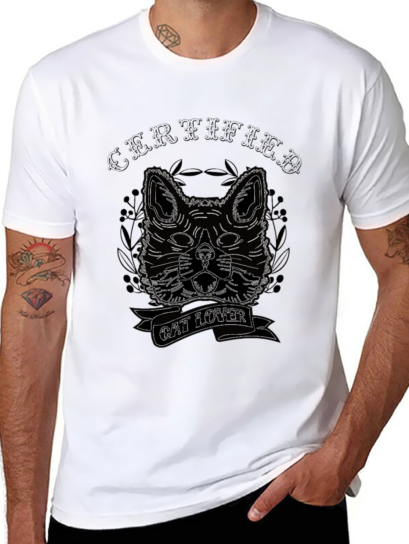 Certified Cat Lover Black T-Shirt