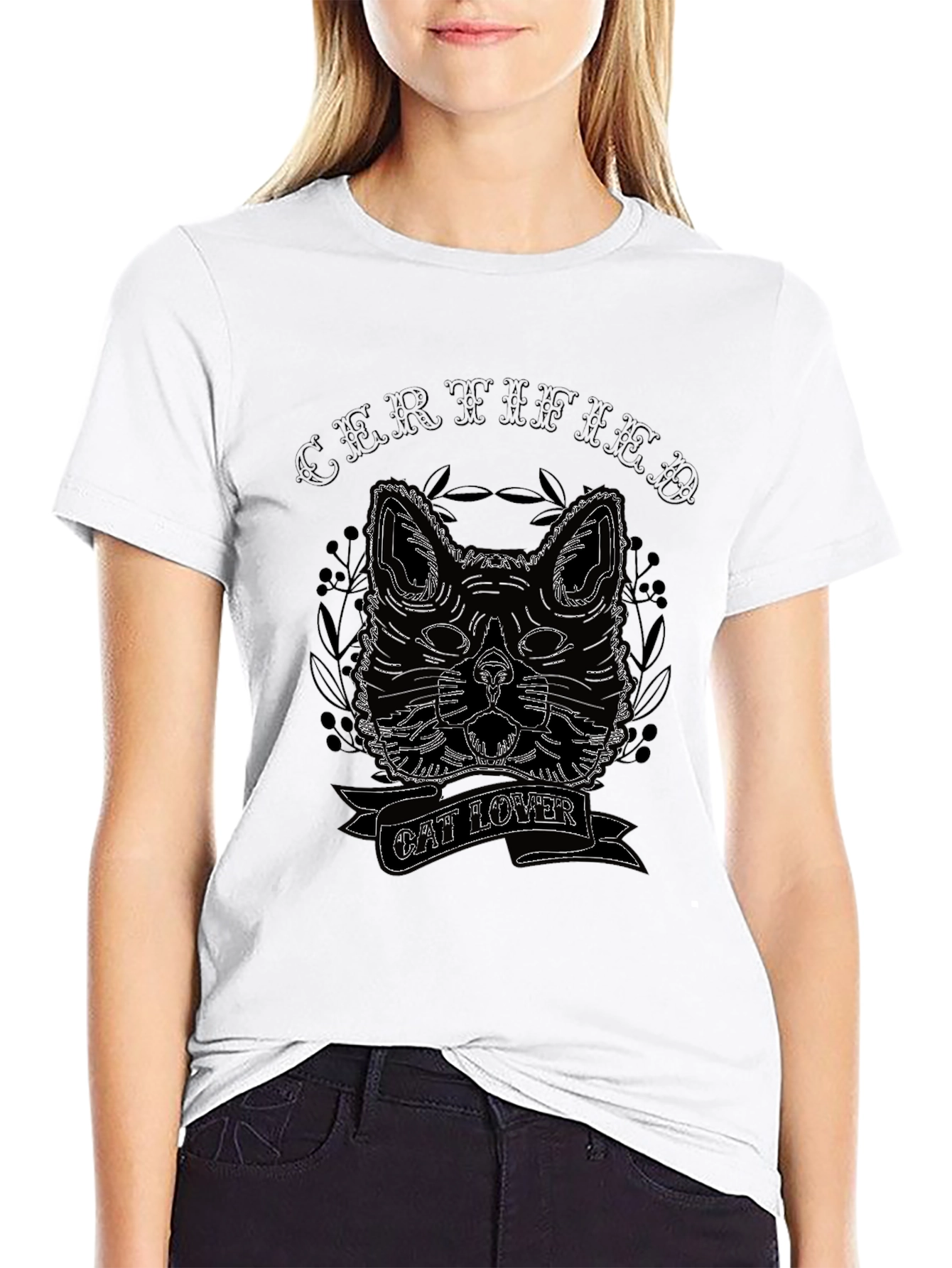 Certified Cat Lover Black T-Shirt