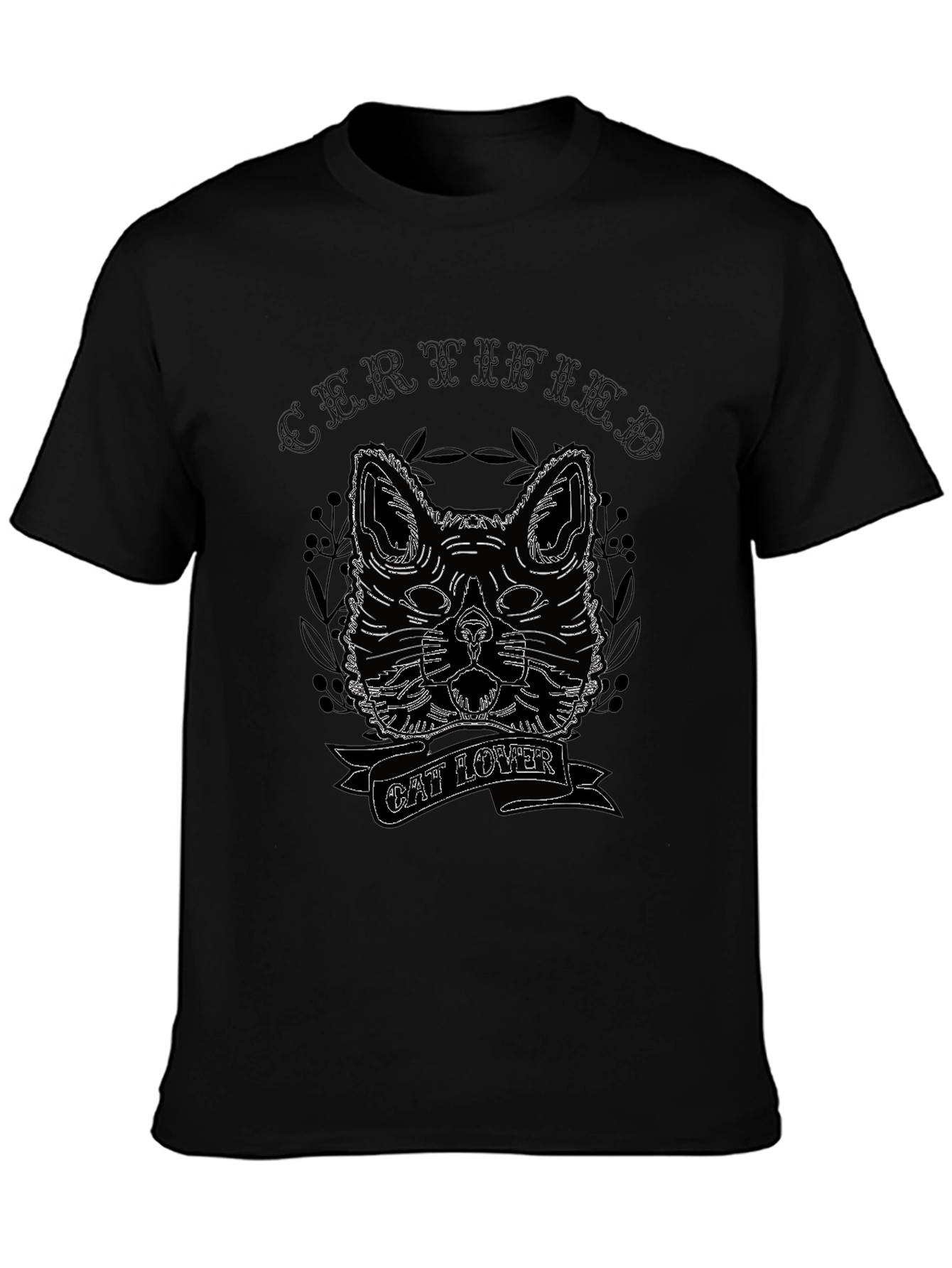 Certified Cat Lover Black T-Shirt