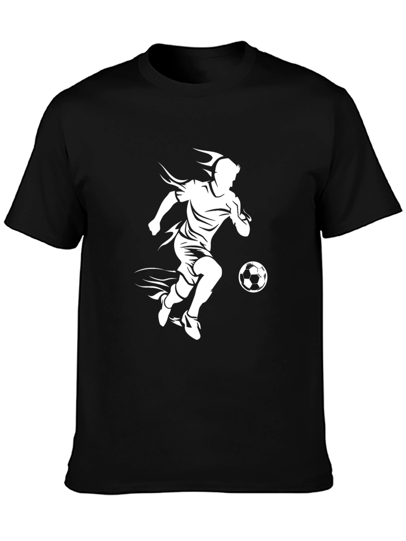 Soccer Player Graphic T-Shirt - Black Casual Tee