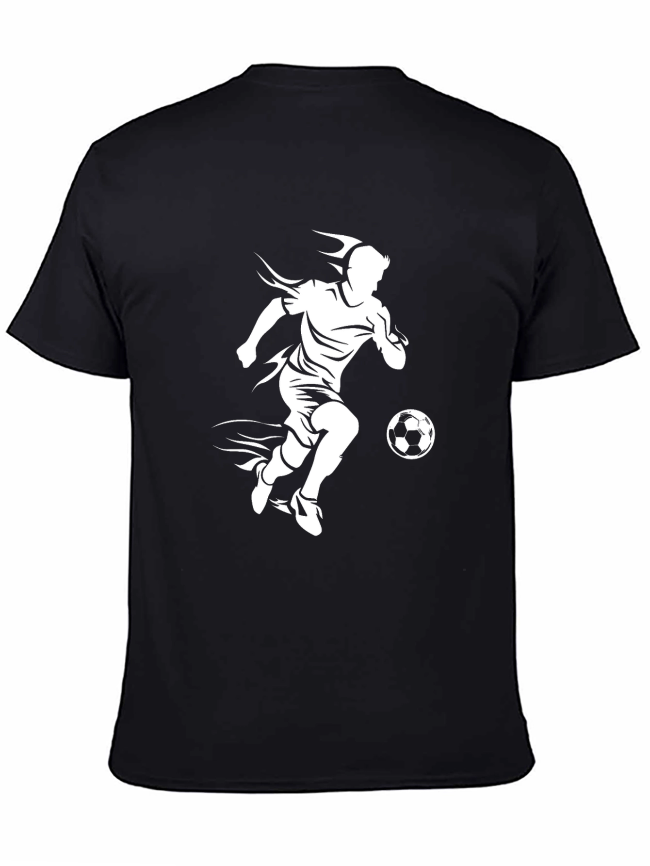 Soccer Player Graphic T-Shirt - Black Casual Tee