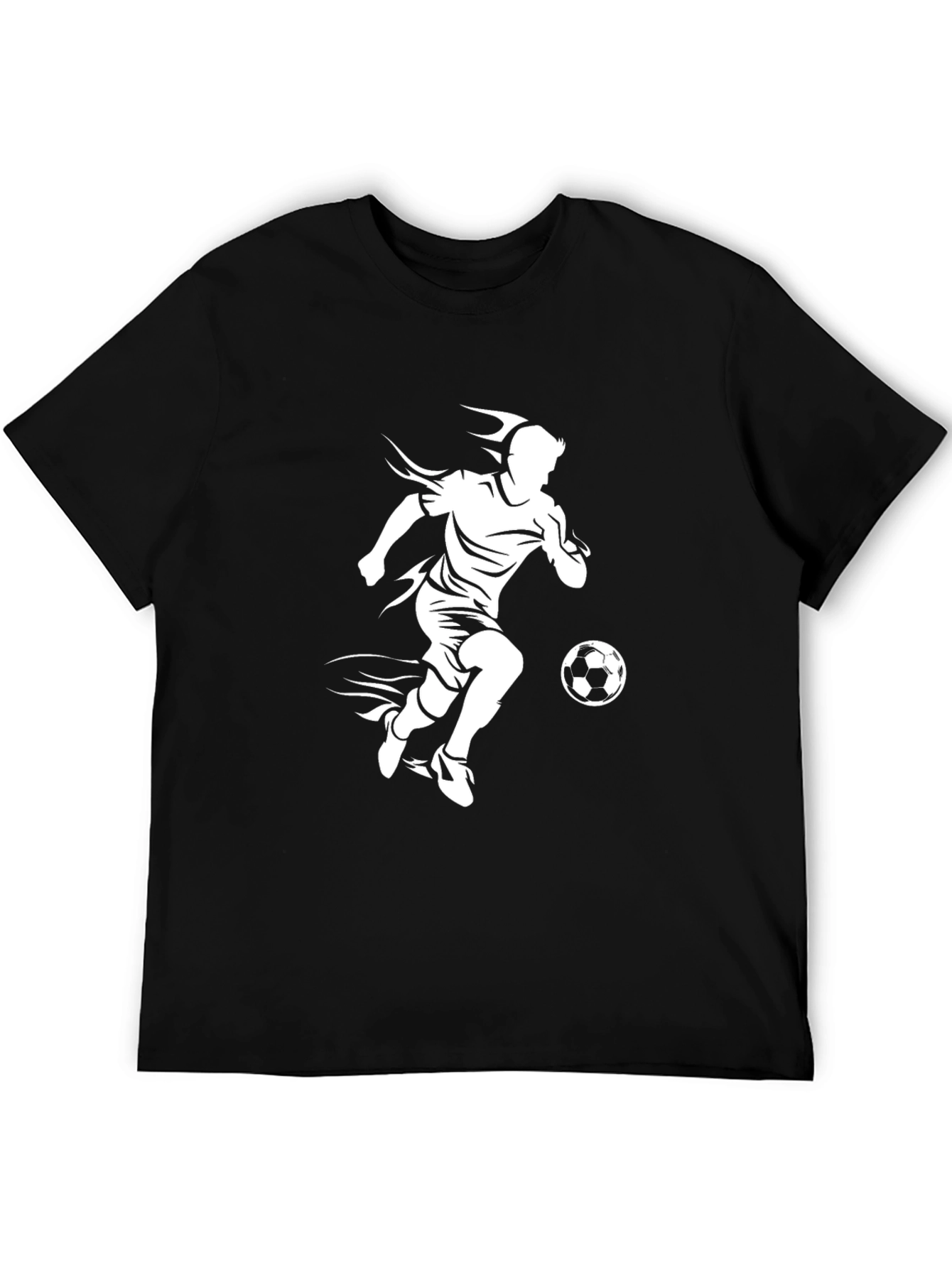 Soccer Player Graphic T-Shirt - Black Casual Tee