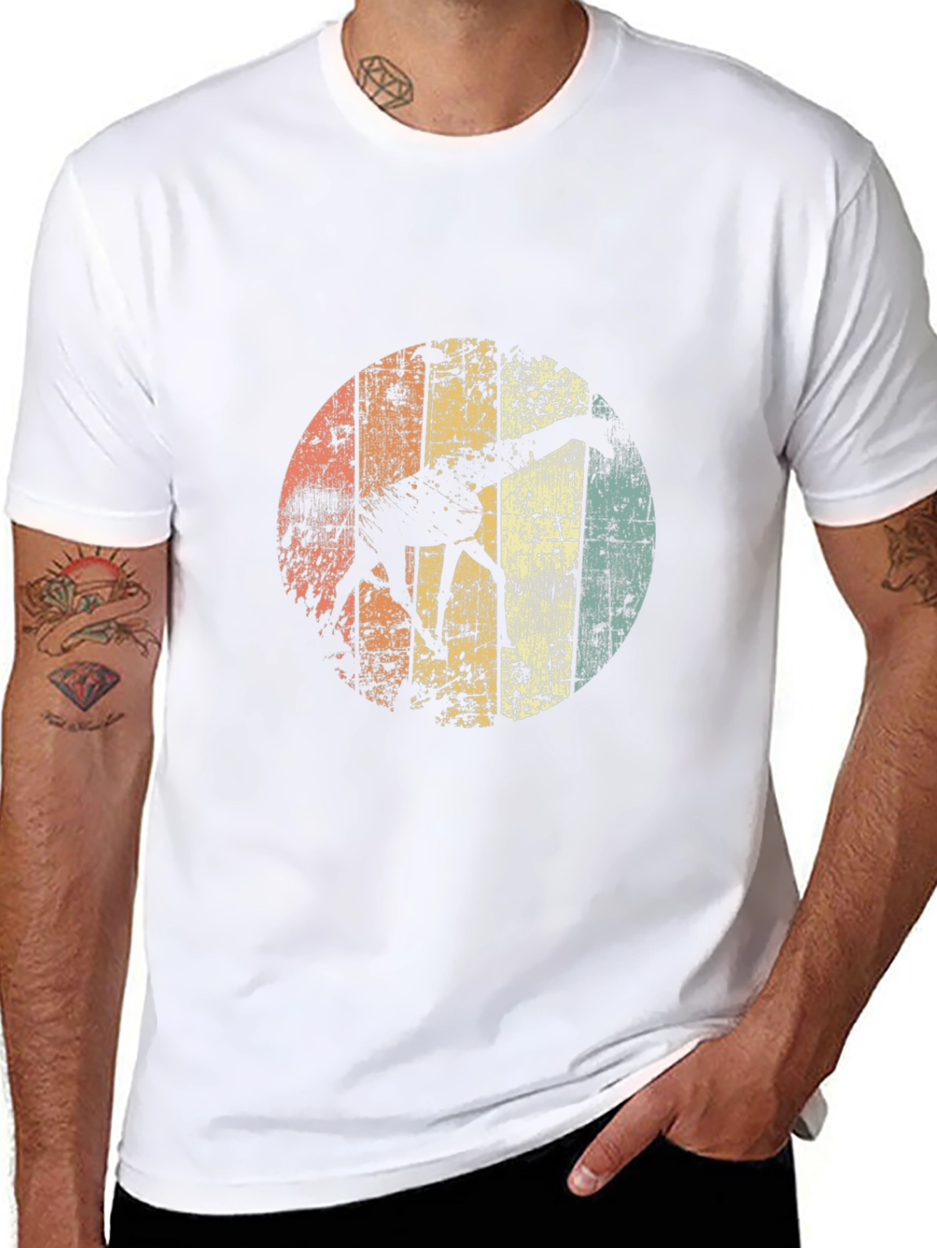Retro Giraffe Graphic Tee - Black