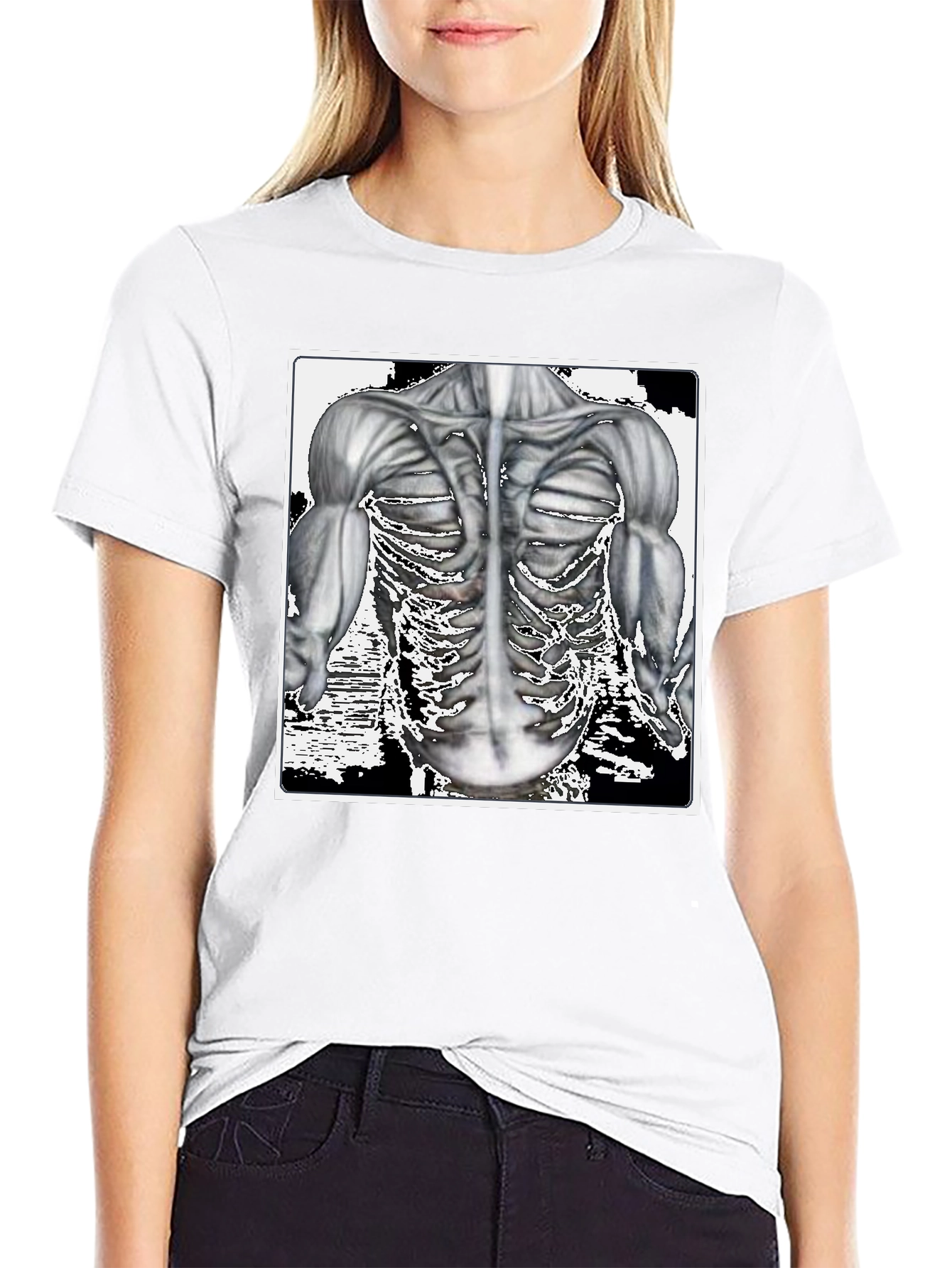 Anatomy Black T-Shirt: Muscle & Bone Design