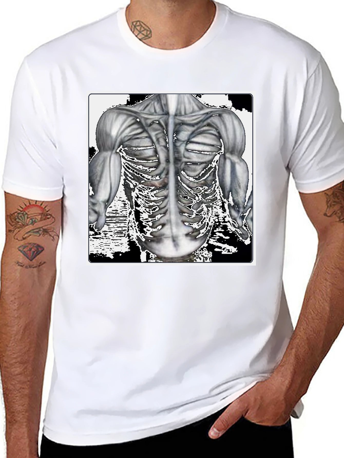 Anatomy Black T-Shirt: Muscle & Bone Design