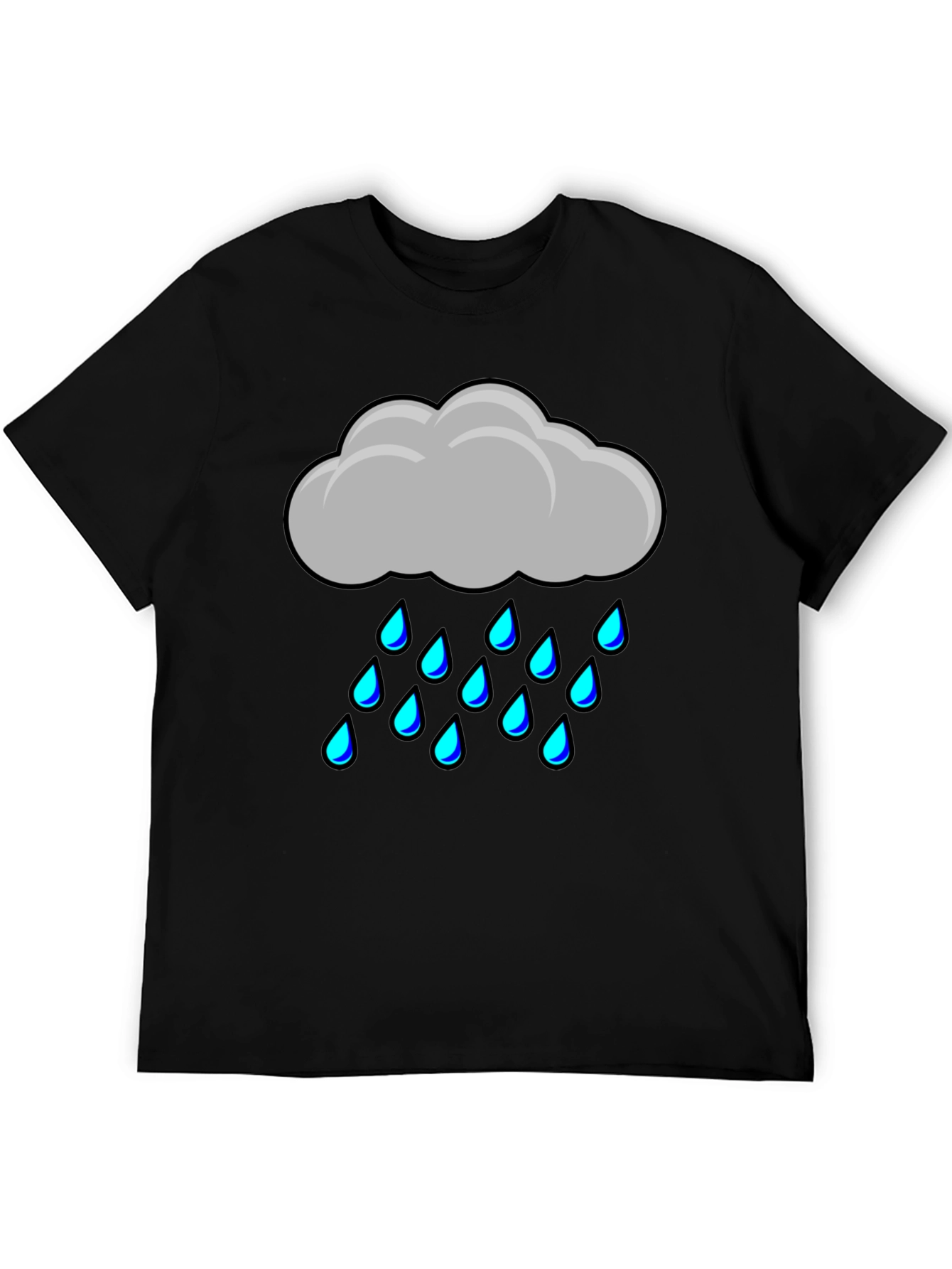 Rain Cloud Graphic Tee - Soft Black Cotton Shirt