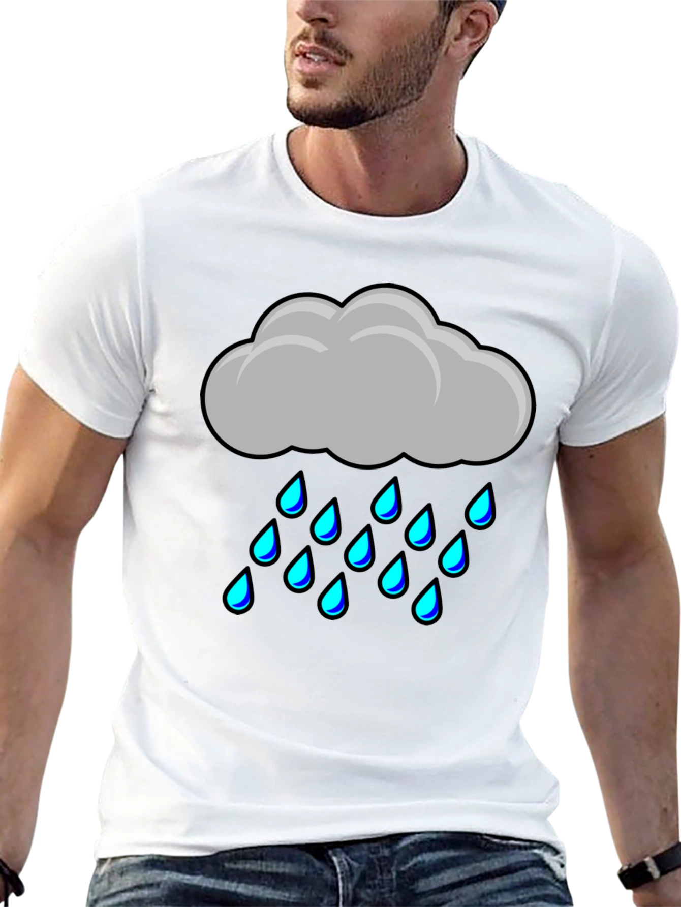 Rain Cloud Graphic Tee - Soft Black Cotton Shirt