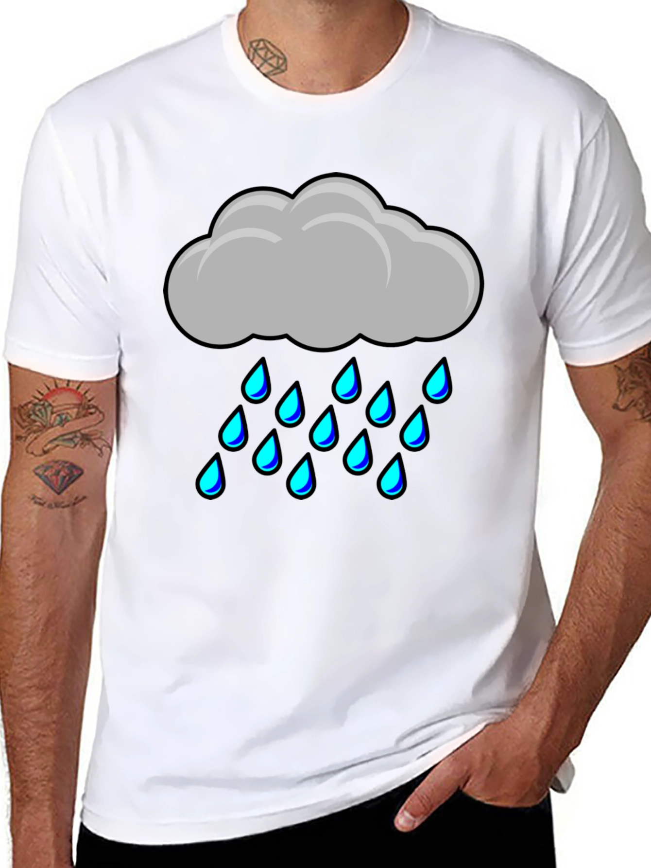 Rain Cloud Graphic Tee - Soft Black Cotton Shirt